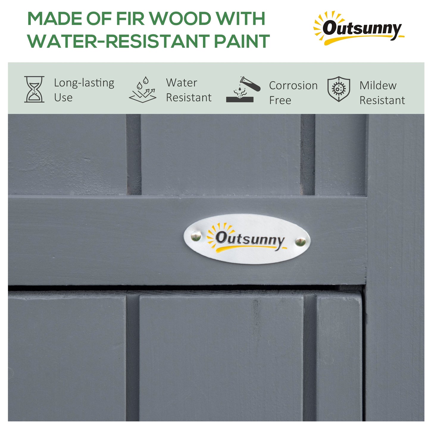 Wooden Garden Storage Shed with 3 Shelves, Outdoor Garden Tool Storage Cabinet with Tilt Roof, Firewood Rack Log Carrier, 129 x 51.5 x 180cm, Grey