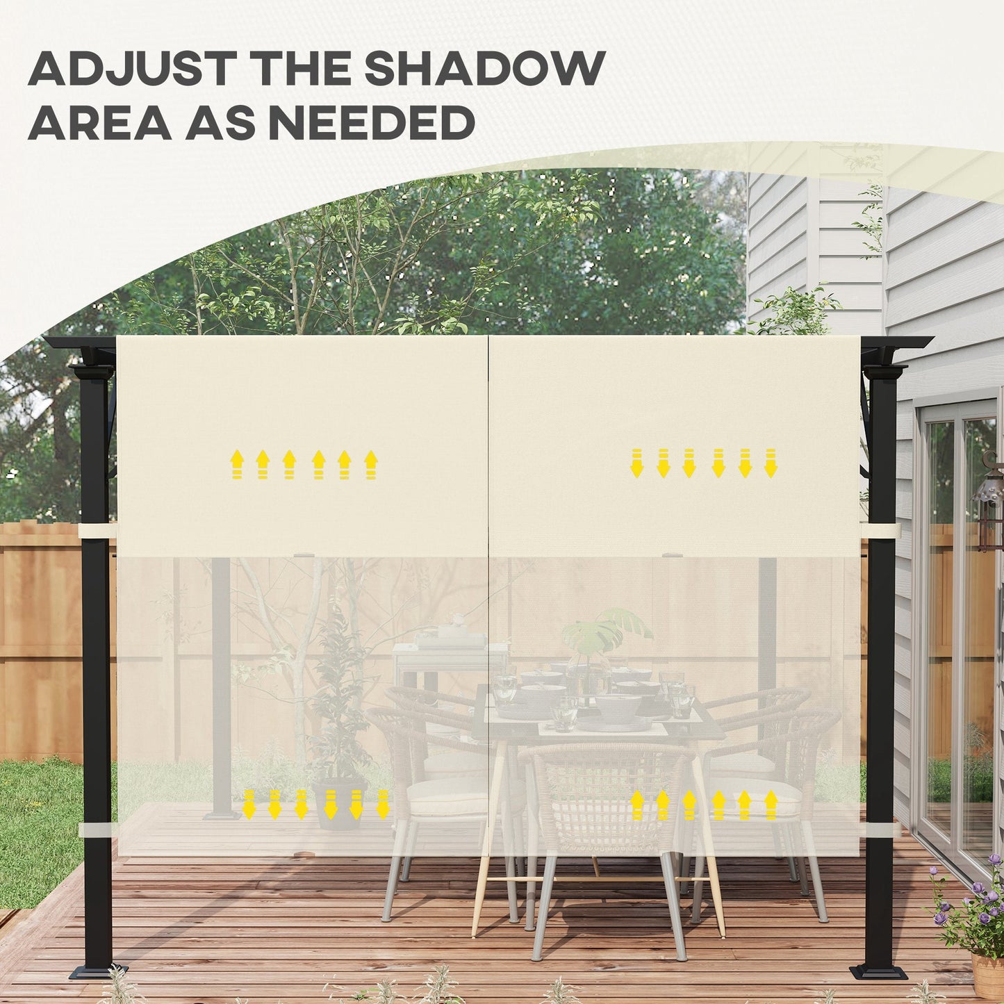 2 PCS Pergola Canopy Replacement, 4.9 x 1.2m UV Protection Pergola Cover, Easy to Install, for 3 x 3(m) Pergola, Cream White