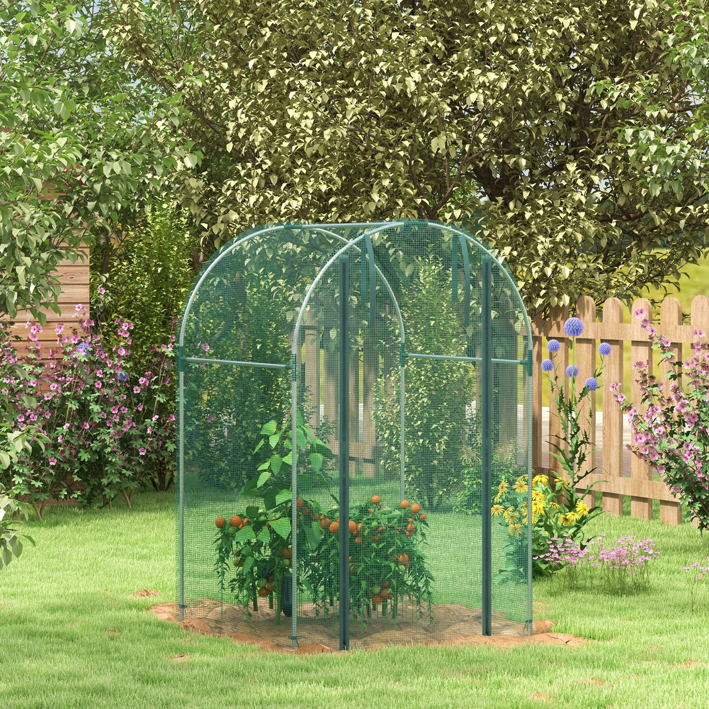 Fruit Cage Bird Netting, Heavy Duty Fruit and Vegetable Protection Tent with Zipped Door, Anti Bird, Insects, Small Animals, 1.2 x 1.2 x 1.9m, Green