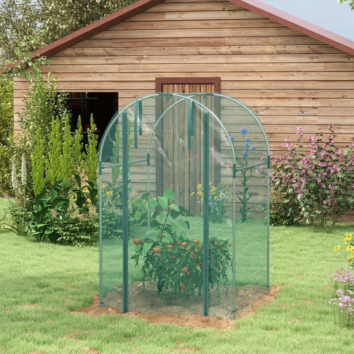Fruit Cage Bird Netting, Heavy Duty Fruit and Vegetable Protection Tent with Zipped Door, Anti Bird, Insects, Small Animals, 1.2 x 1.2 x 1.9m, Green