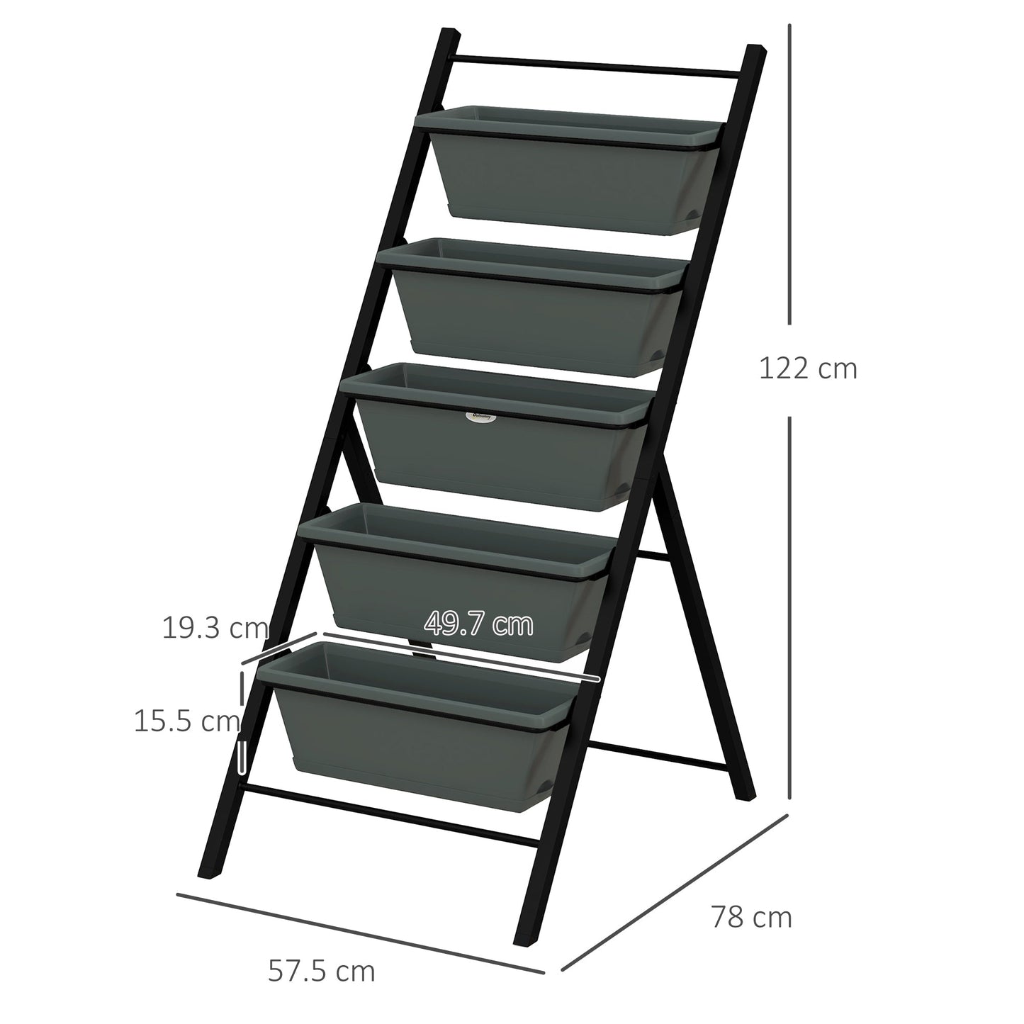 Vertical Raised Garden Bed with 5 Removable Tray, Indoor Outdoor Elevated Plant Stand Grow Container for Vegetable Flowers Herbs, Charcoal Grey