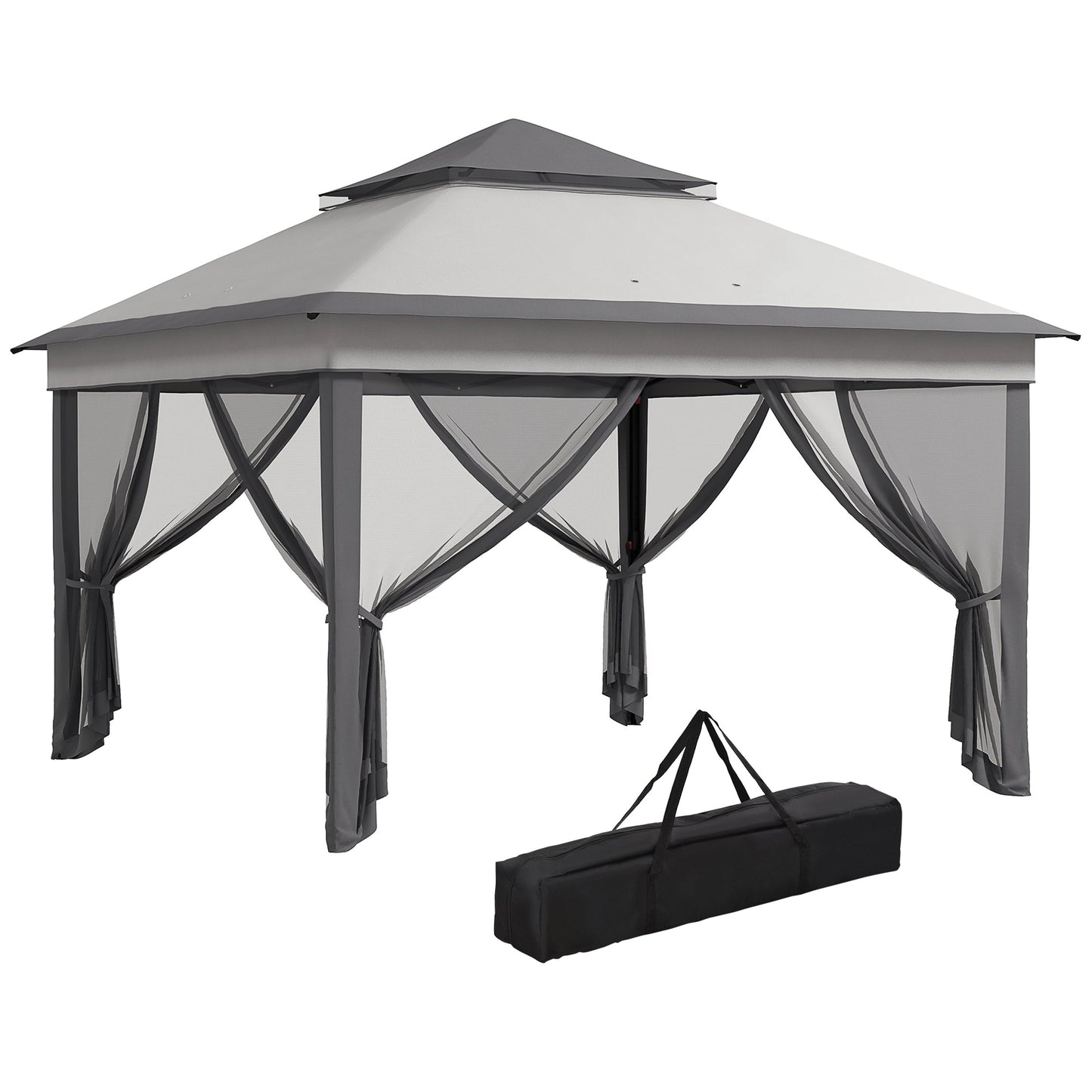 3 x 3(m) Pop Up Gazebo with Netting and Carrying Bag, Party Tent Instant Event Shelter, Height Adjustable and UV-Resistant, for Garden, Patio, Grey