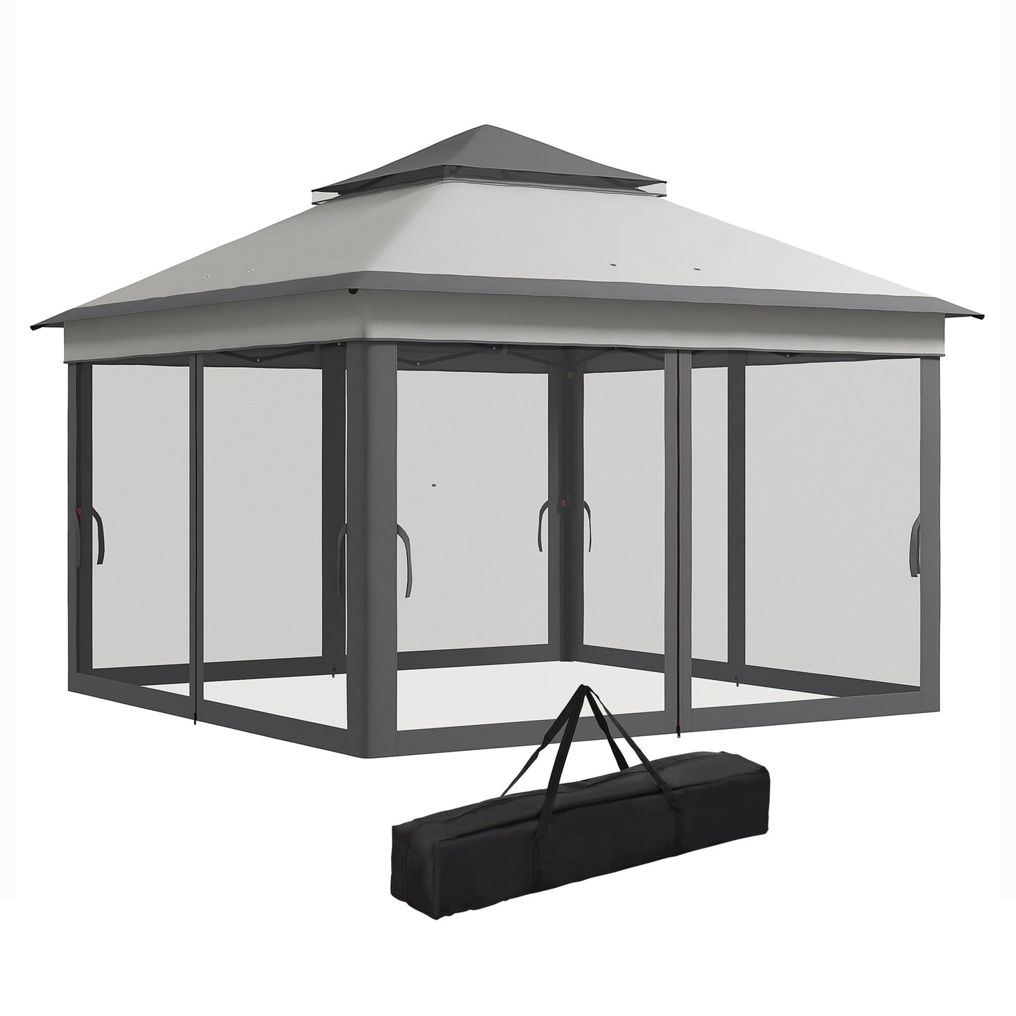 3 x 3(m) Pop Up Gazebo with Netting and Carrying Bag, Party Tent Instant Event Shelter, Height Adjustable and UV-Resistant, for Garden, Patio, Grey