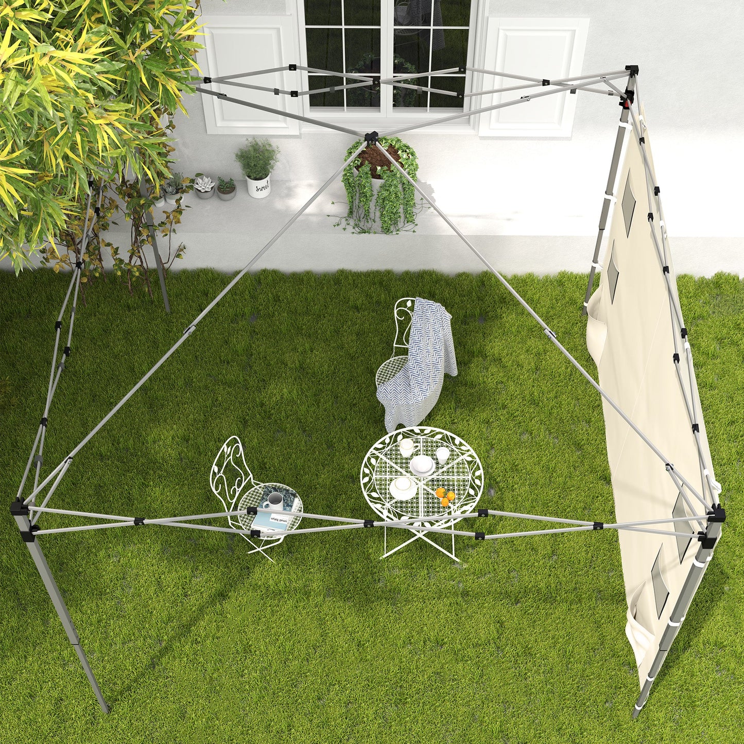 Gazebo Side Panel, Canopy Sidewall Panel with 4 Mesh Bags and 2 Storage Pockets for 3 x 3 m Straight Leg Pop Up Gazebos, 1 Pack Sidewall Only, Beige