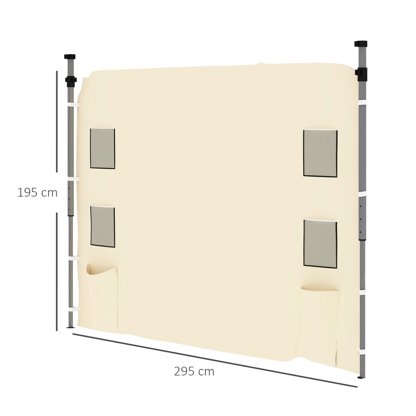 Gazebo Side Panel, Canopy Sidewall Panel with 4 Mesh Bags and 2 Storage Pockets for 3 x 3 m Straight Leg Pop Up Gazebos, 1 Pack Sidewall Only, Beige