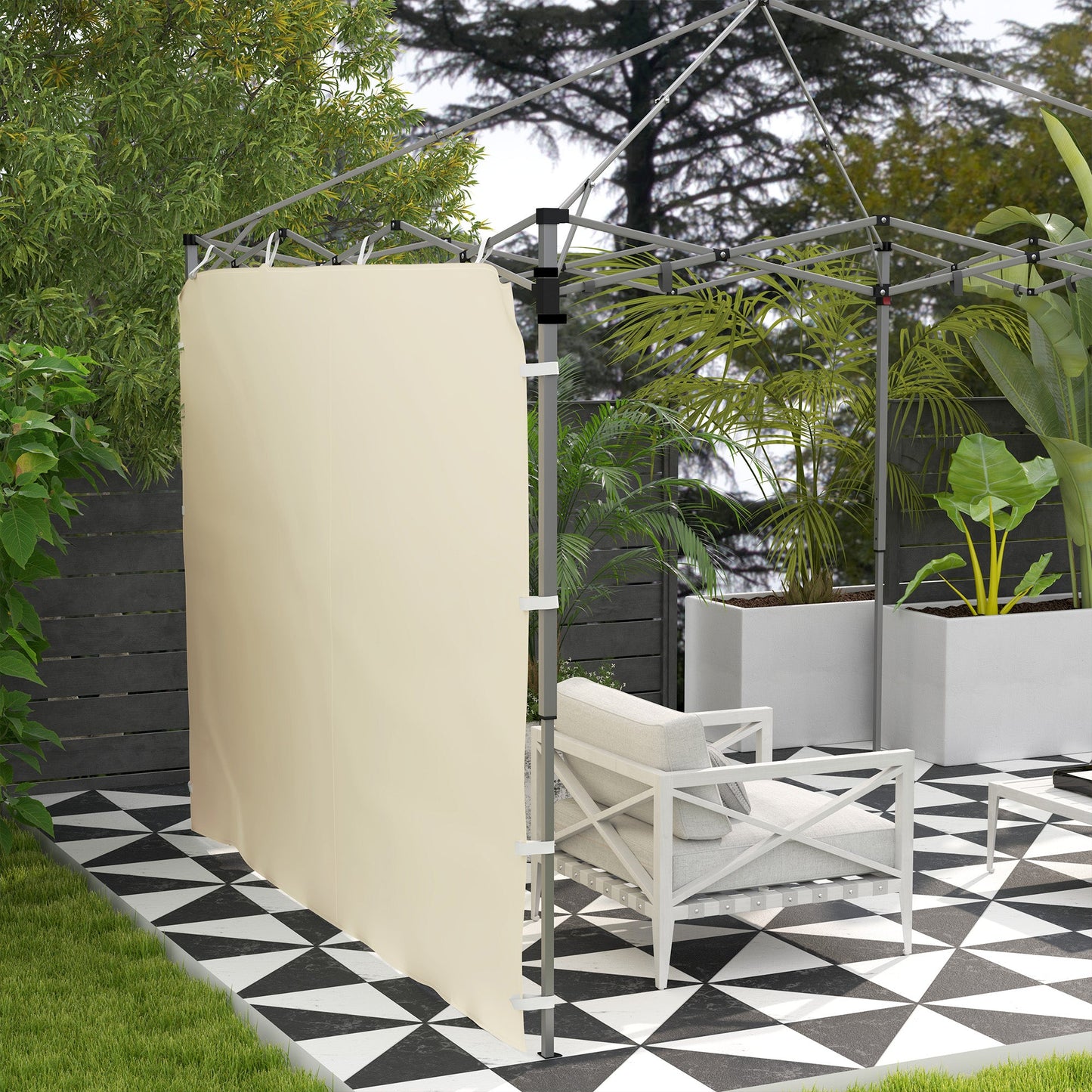Gazebo Side Panel, Canopy Sidewall Panel with 4 Mesh Bags and 2 Storage Pockets for 3 x 3 m Straight Leg Pop Up Gazebos, 1 Pack Sidewall Only, Beige