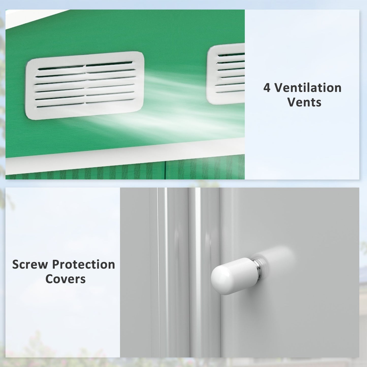 9 x 6ft Metal Garden Shed, Outdoor Storage Tool House with Ventilation Slots, Foundation Kit and Lockable Double Doors, Green