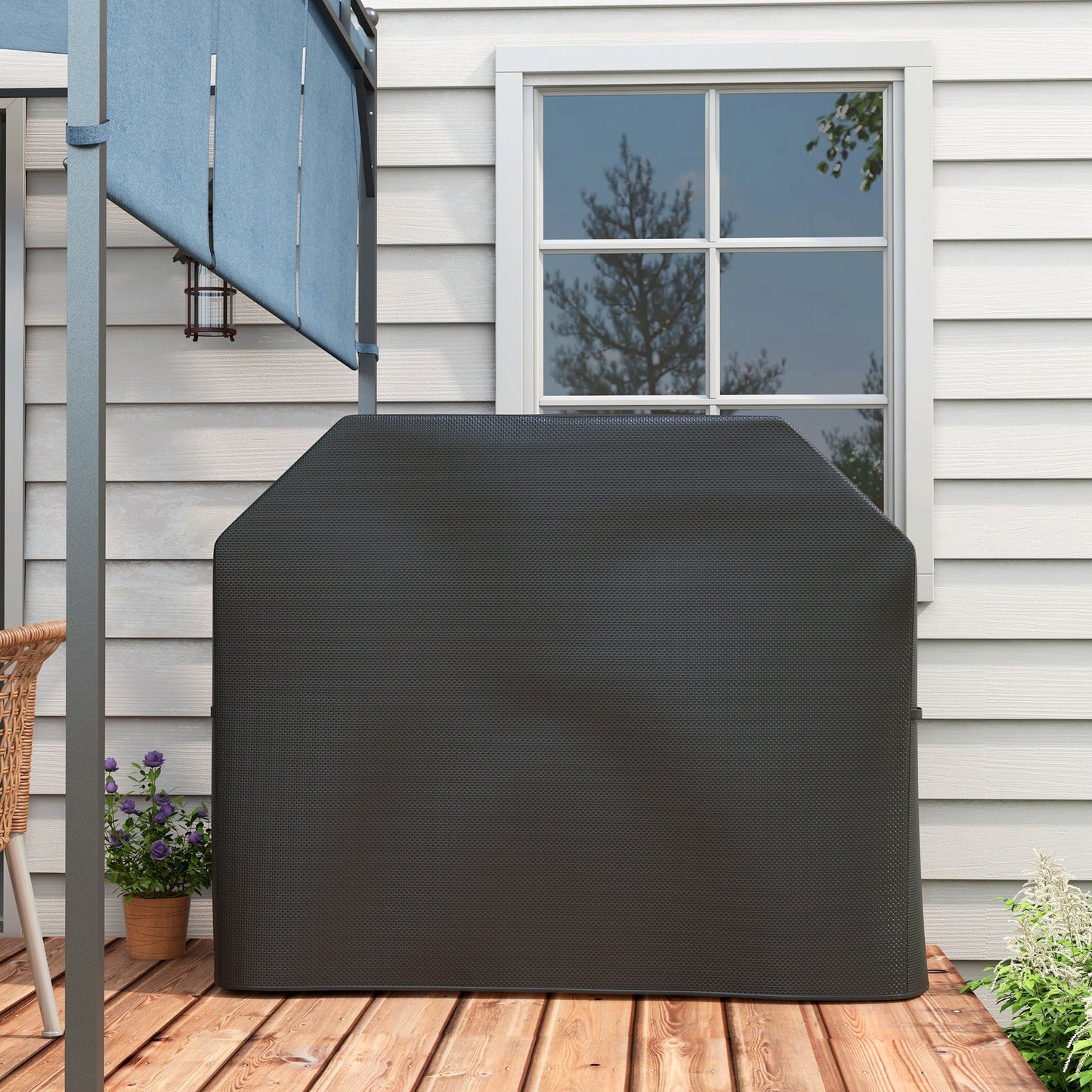 BBQ Cover for Rectangular Gas Grill, 420D Oxford Fabric Barbecue Covers, Waterproof UV Protection Rip-Proof, with Windproof Drawstring and Hook and Loop Fasteners, Black, 147 x 61 x 120cm