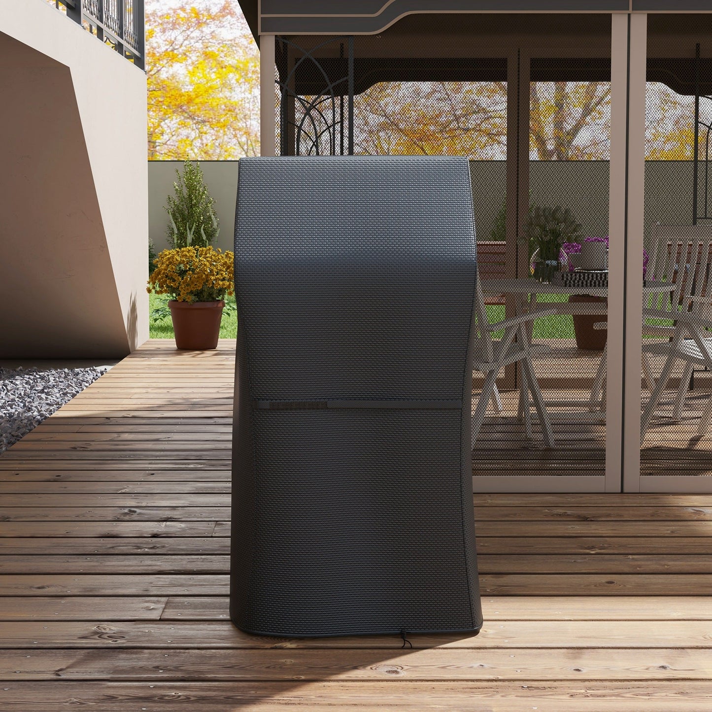BBQ Cover for Rectangular Gas Grill, 420D Oxford Fabric Barbecue Covers, Waterproof UV Protection Rip-Proof, with Windproof Drawstring and Hook and Loop Fasteners, Black, 147 x 61 x 120cm