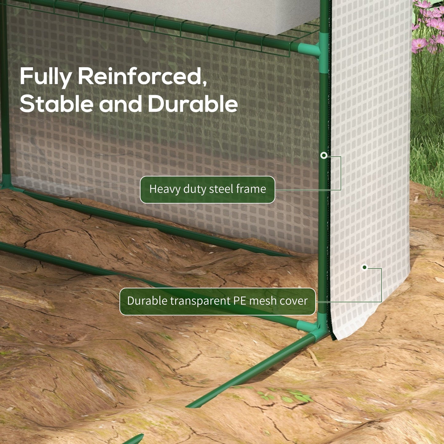 Walk-in Greenhouse with 4 Tier 24 Shelves, Portable Grow House with Roll-up Zipped Door, 244 x 180 x 210 cm, White