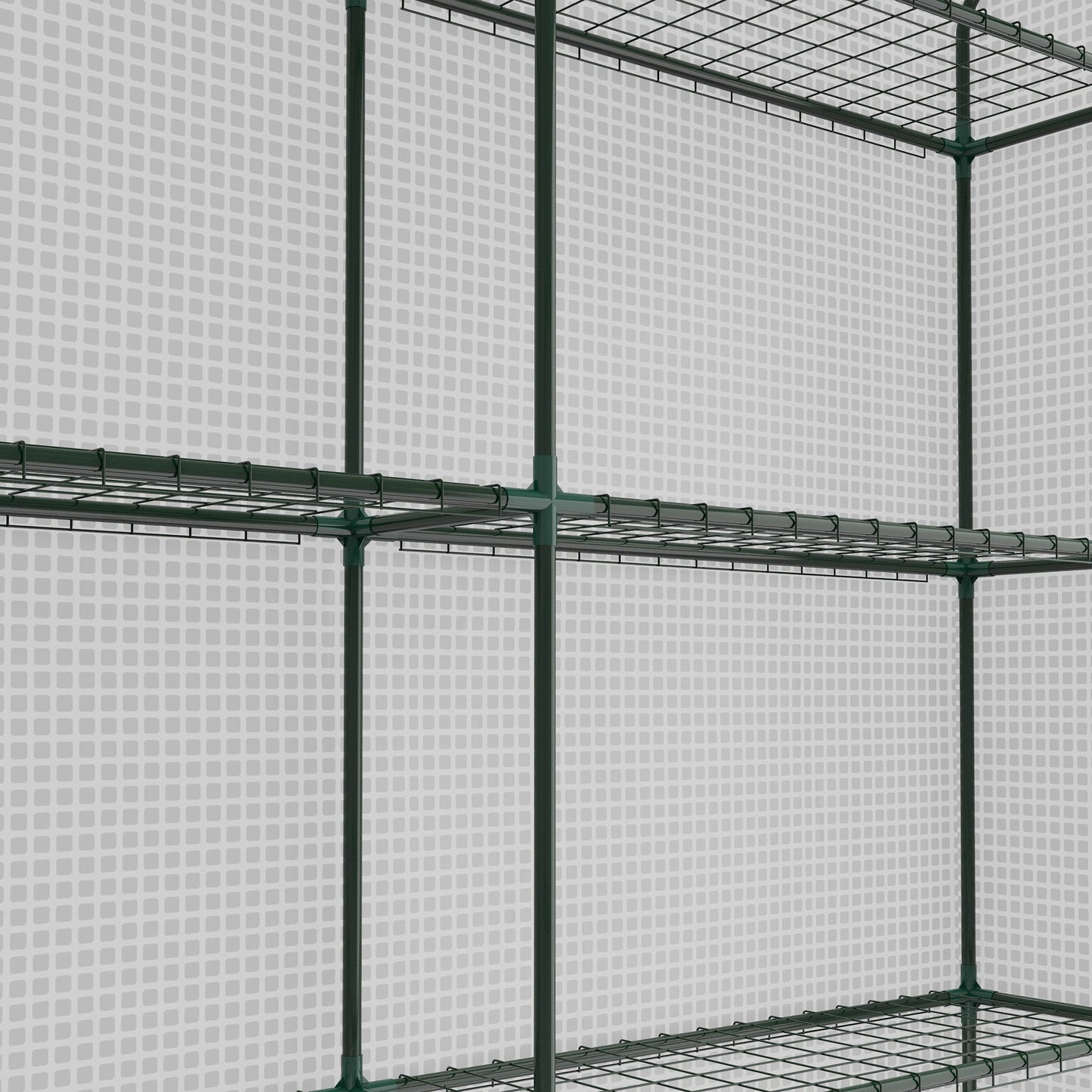 Walk-in Greenhouse with 4 Tier 24 Shelves, Portable Grow House with Roll-up Zipped Door, 244 x 180 x 210 cm, White