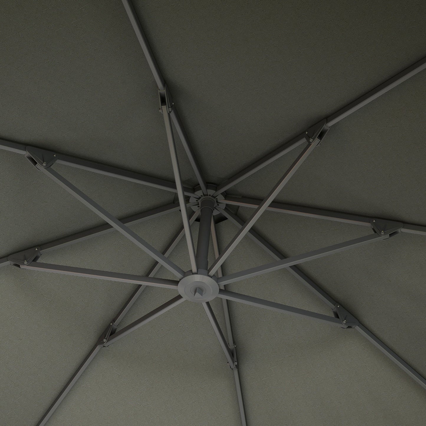 3(m) Garden Cantilever Parasol, Round Overhanging Umbrella with Crank Handle, Cross Base, Aluminium Frame and 360° Rotation, Banana Patio Umbrella for Outdoor Sun Shade, Grey