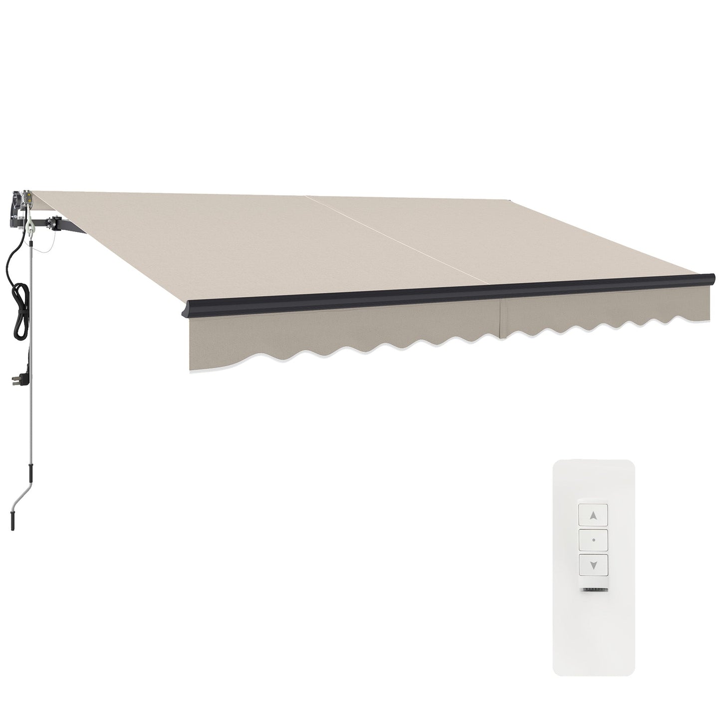 3.5 x 3(m) Electric Awning with Remote Controller, Aluminium Frame DIY Retractable Awning, UPF30+ Sun Shade Canopy for Garden Patio Deck Door Window, Beige