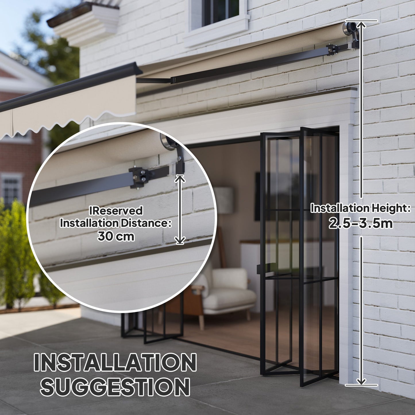 3.5 x 3(m) Electric Awning with Remote Controller, Aluminium Frame DIY Retractable Awning, UPF30+ Sun Shade Canopy for Garden Patio Deck Door Window, Beige