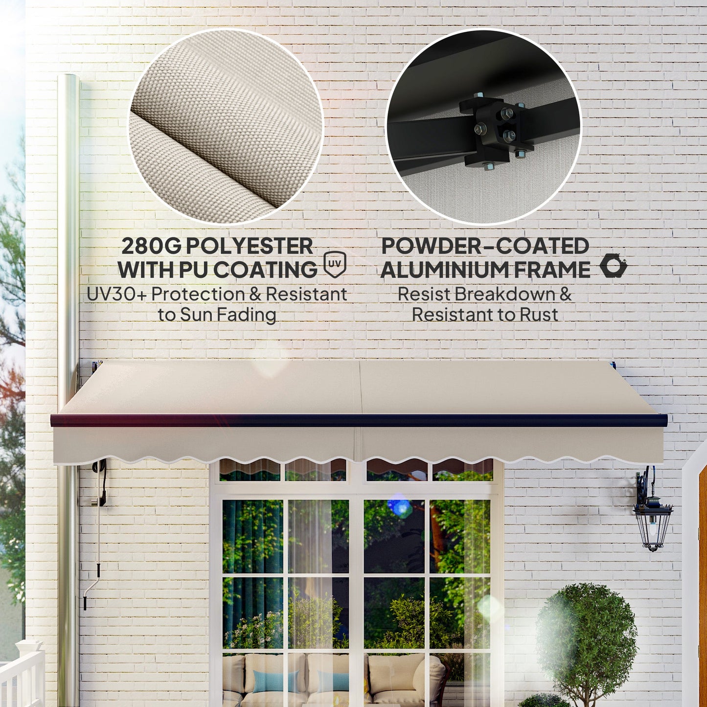 3.5 x 3(m) Electric Awning with Remote Controller, Aluminium Frame DIY Retractable Awning, UPF30+ Sun Shade Canopy for Garden Patio Deck Door Window, Beige