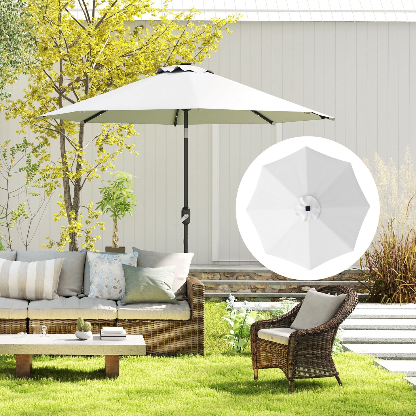 3 m Replacement Parasol Canopy with Top Vent, UPF 50+ Garden Parasol Replacement Canopy, 8 Rib Parasol Cover Replacement Fits Various Frames, Cream