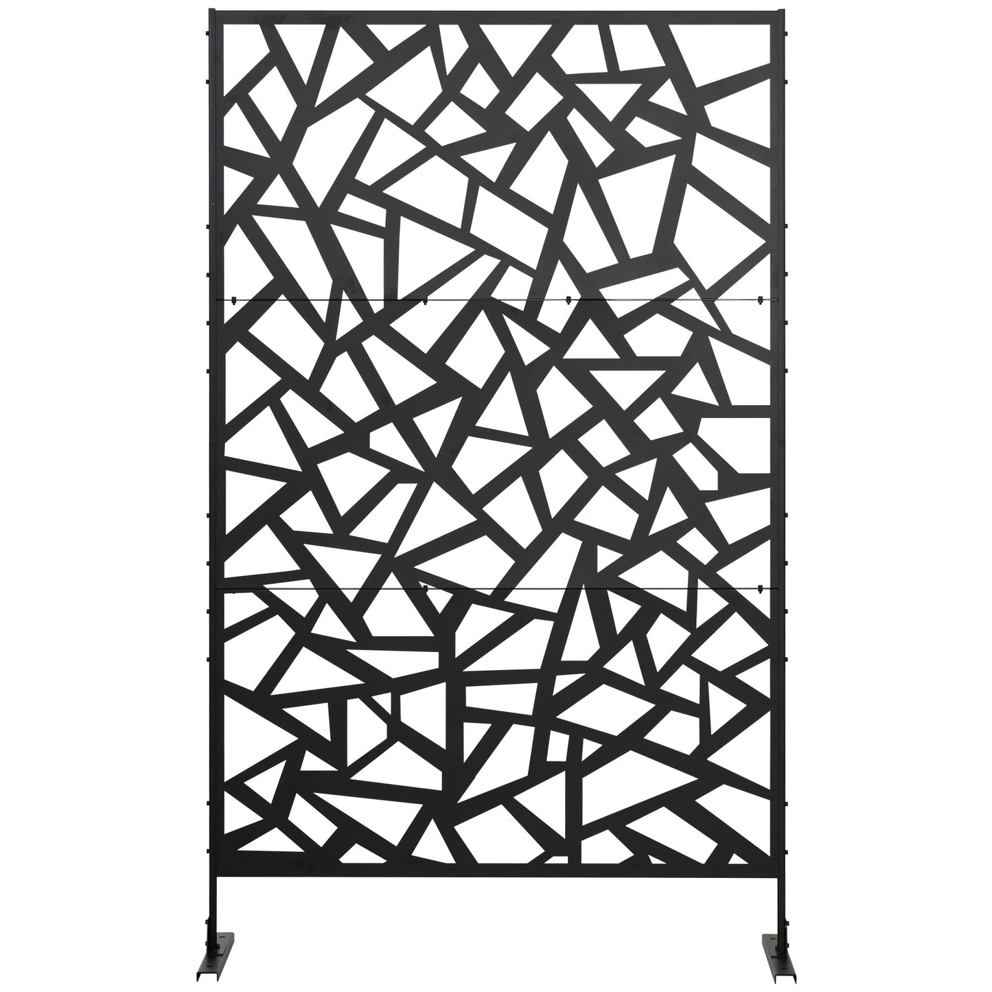 Decorative Garden Privacy Screen with Stand, 6.5FT Freestanding Metal Outdoor Divider, Decorative Privacy Panel with Expansion Screws for Garden Pool Hot Tub, Irregular Figure Style, Black