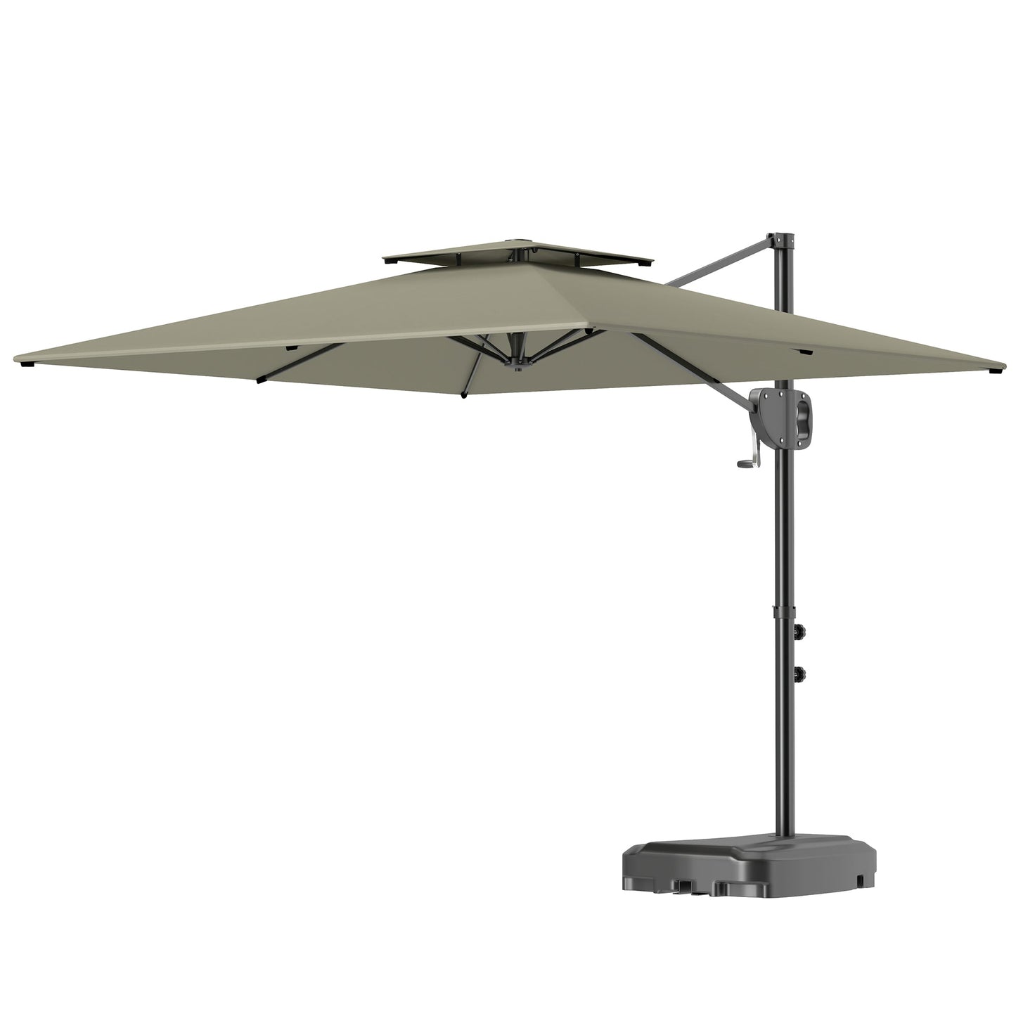 2.5m Garden Cantilever Parasol with Fillable Base, Up to 40kg, Double Top Garden Parasol, Square Overhanging Patio Umbrella with Crank Handle and Tilt for Outdoor Sun Shade, Light Grey