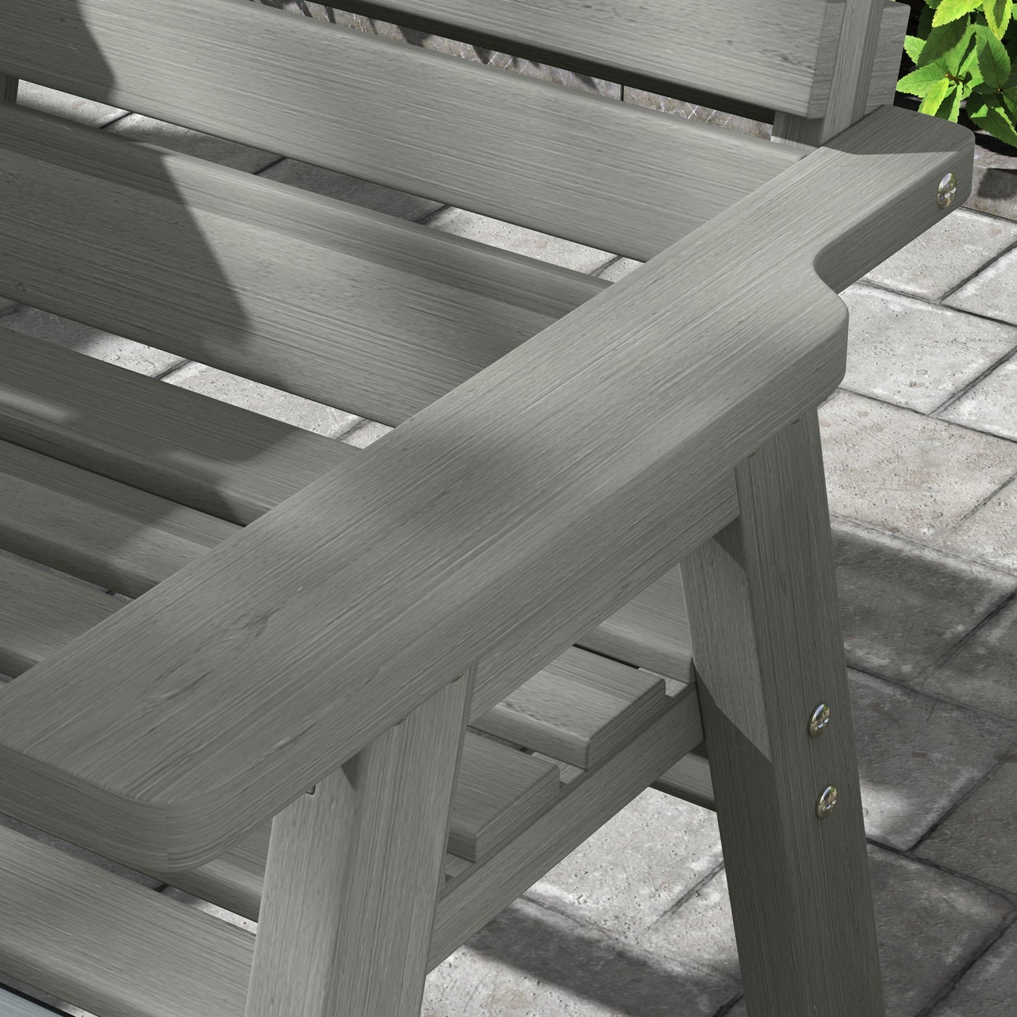 2 Seater Wooden Garden Bench with Convertible Middle Table, Outdoor Three-Seater Bench for Patio, Park, Porch, Grey