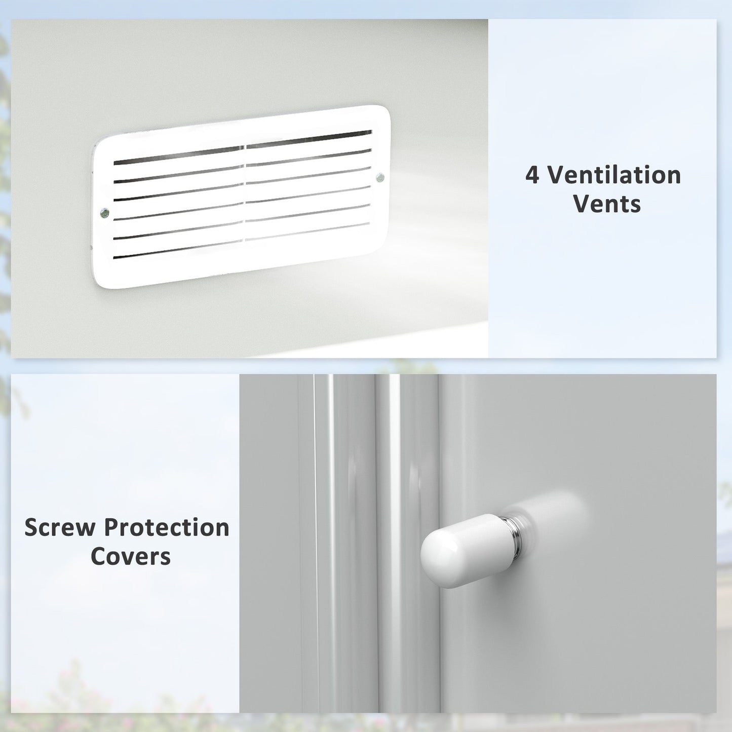 9 x 6ft Metal Garden Shed, Outdoor Storage Tool House with Ventilation Slots, Foundation Kit and Lockable Double Doors, Silver