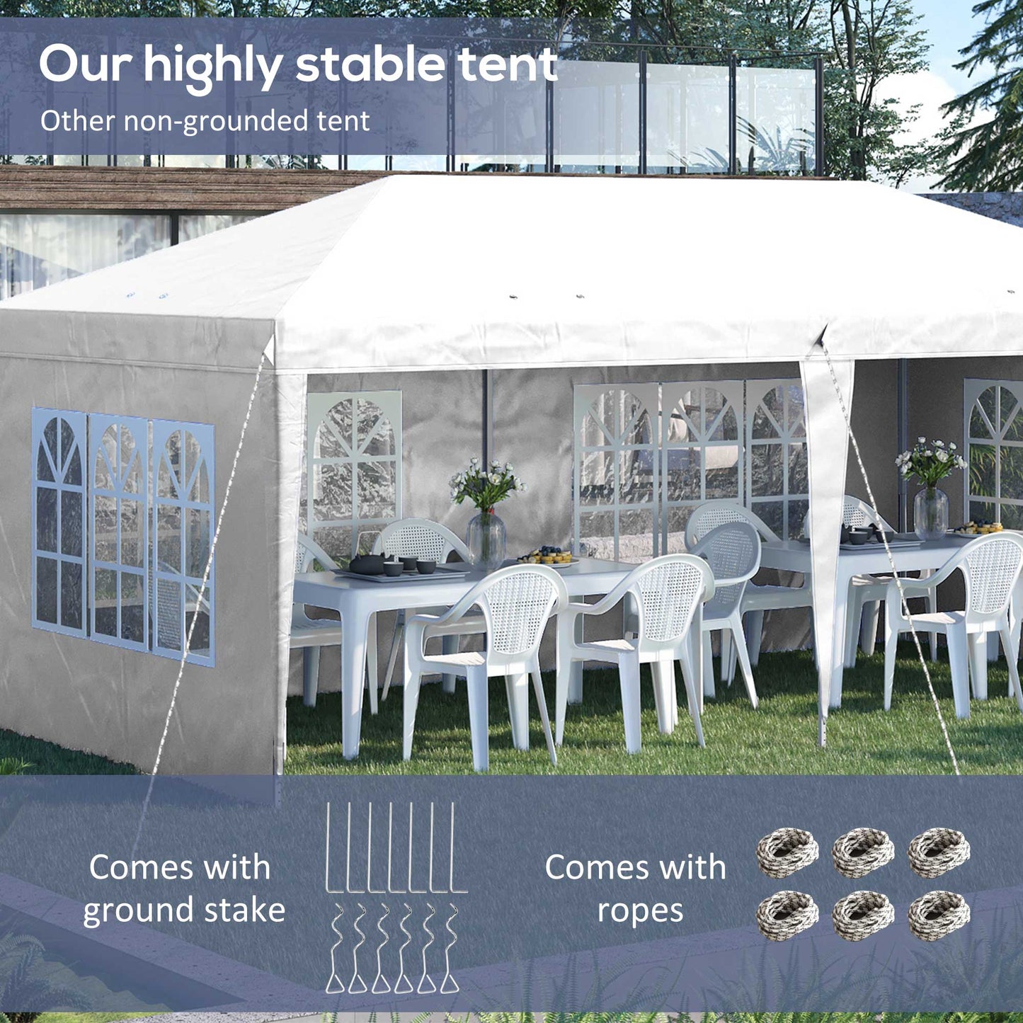 3 x 6m Garden Pop Up Gazebo, Height Adjustable Marquee Party Tent with Sidewalls, Storage Bag, White