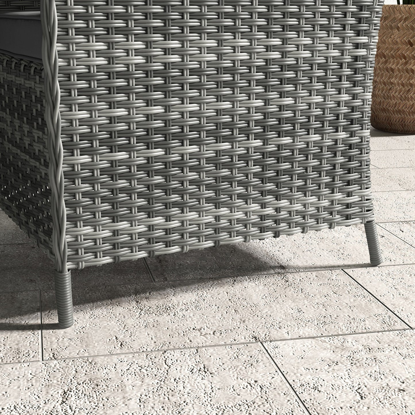 4 Seater Rattan Dining Set with Parasol, Luxury Rattan Garden Furniture Set with Seat and Back Cushions, Outdoor Table and Chairs, Round Glass Top Table, Mixed Grey