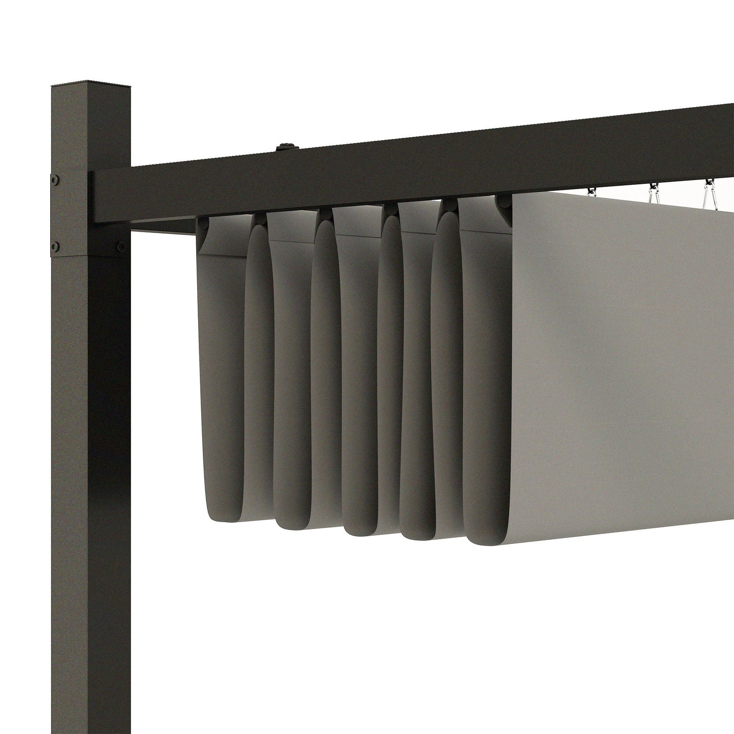 3 x 3(m) Metal Pergola with Retractable Roof and Magnetic Fixture, Outdoor Gazebo Garden Pergola Kit Sun Shade Canopy, UPF30+, 80mm Metal Column, Grey