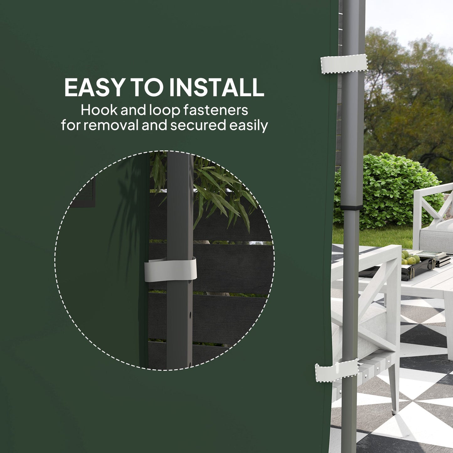 Gazebo Side Panel, Canopy Sidewall Panel with 4 Mesh Bags and 2 Storage Pockets for 3 x 3 m Straight Leg Pop Up Gazebos, 1 Pack Sidewall Only, Green