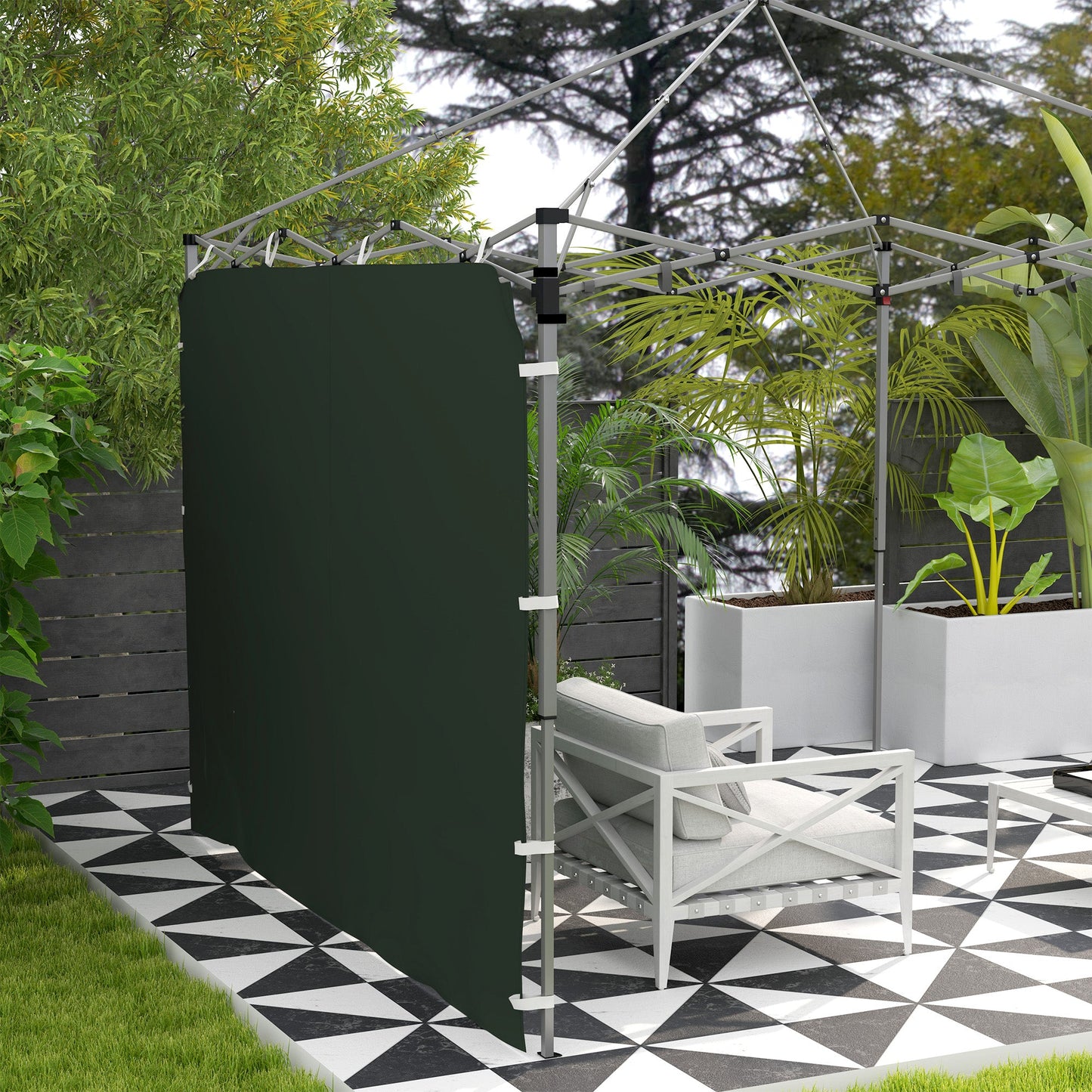 Gazebo Side Panel, Canopy Sidewall Panel with 4 Mesh Bags and 2 Storage Pockets for 3 x 3 m Straight Leg Pop Up Gazebos, 1 Pack Sidewall Only, Green