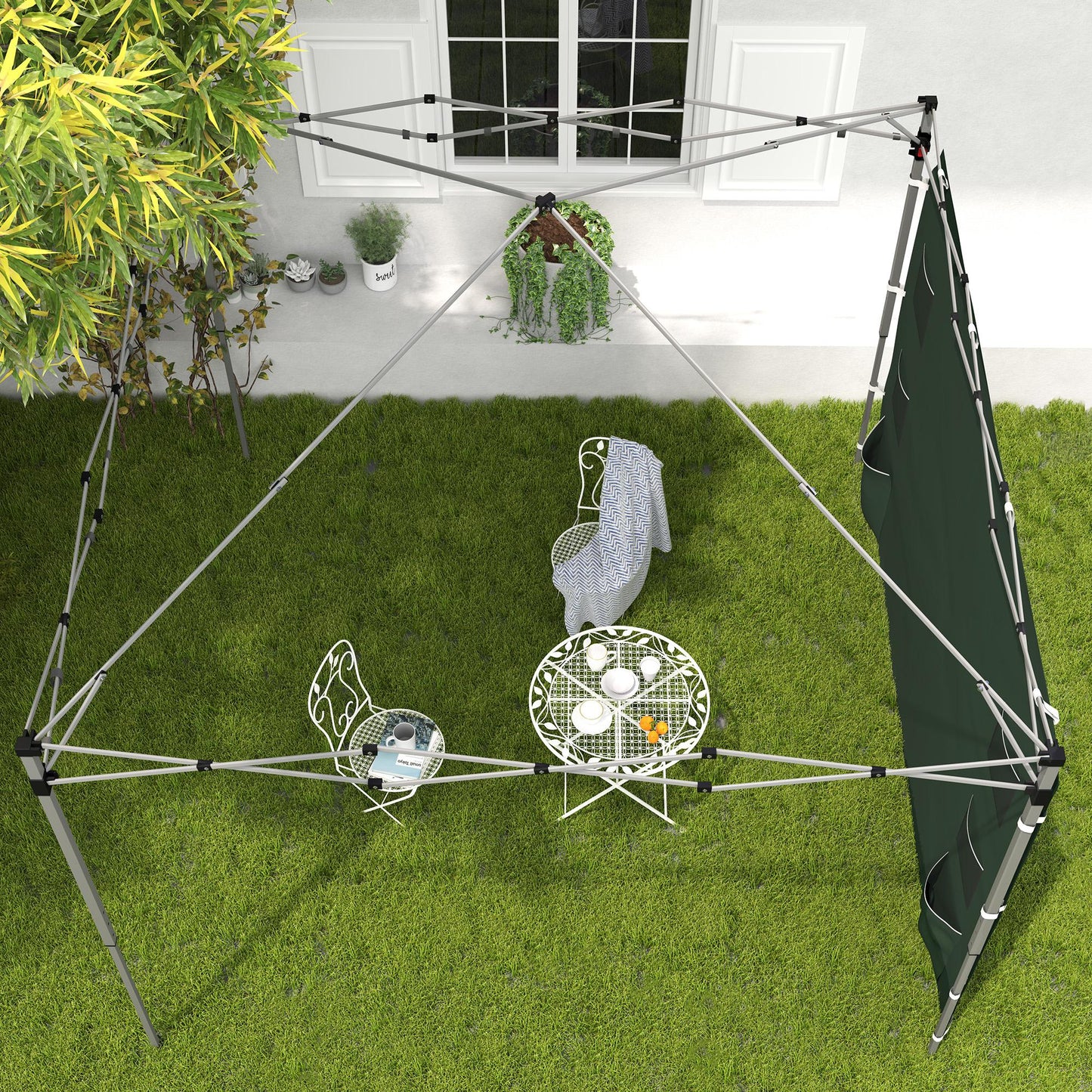 Gazebo Side Panel, Canopy Sidewall Panel with 4 Mesh Bags and 2 Storage Pockets for 3 x 3 m Straight Leg Pop Up Gazebos, 1 Pack Sidewall Only, Green