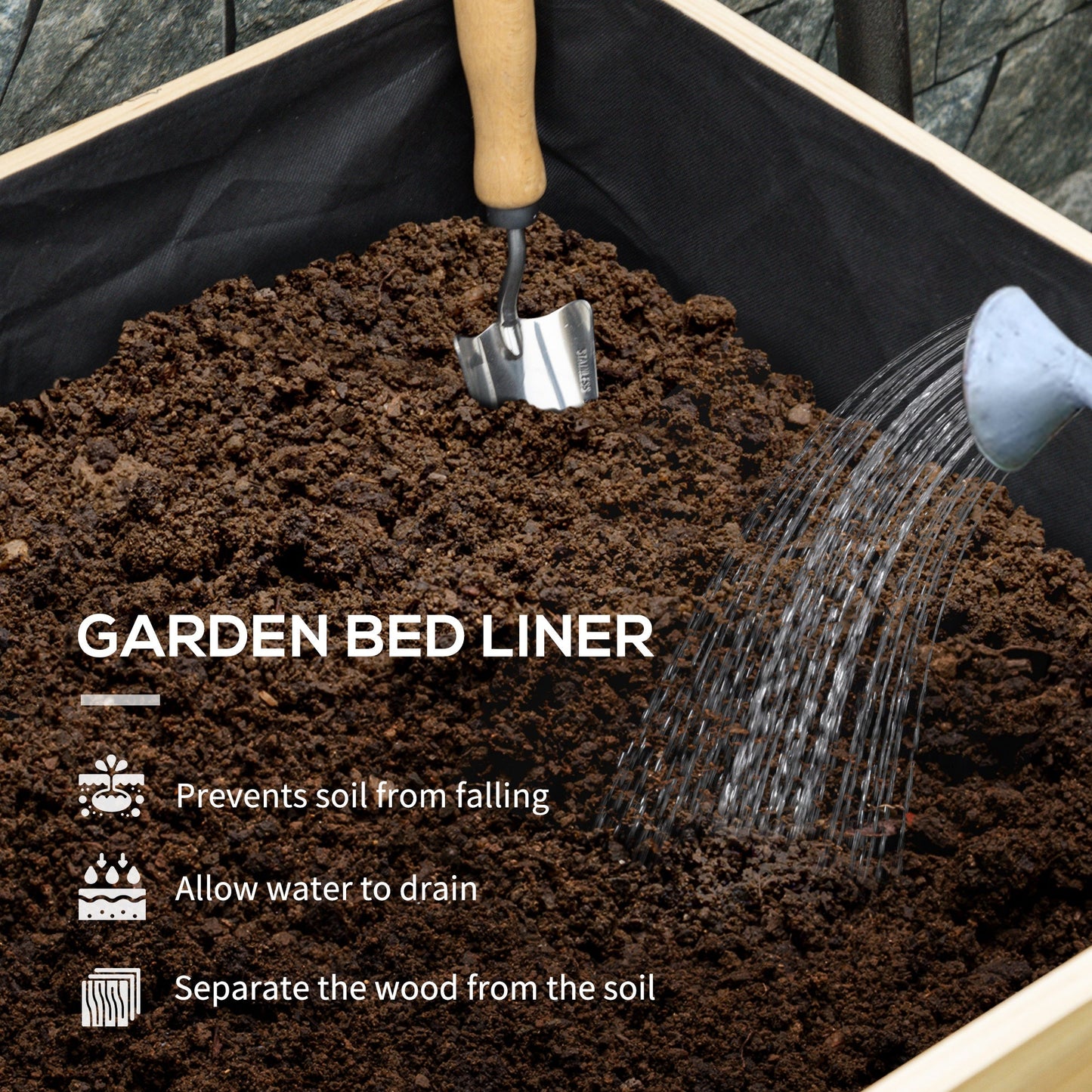 Wooden Raised Planter with Plastic Greenhouse Cover and Bed Liner, Elevated Garden Bed for Vegetables, Flowers, Herbs, 115 x 60 x 165cm, Clear