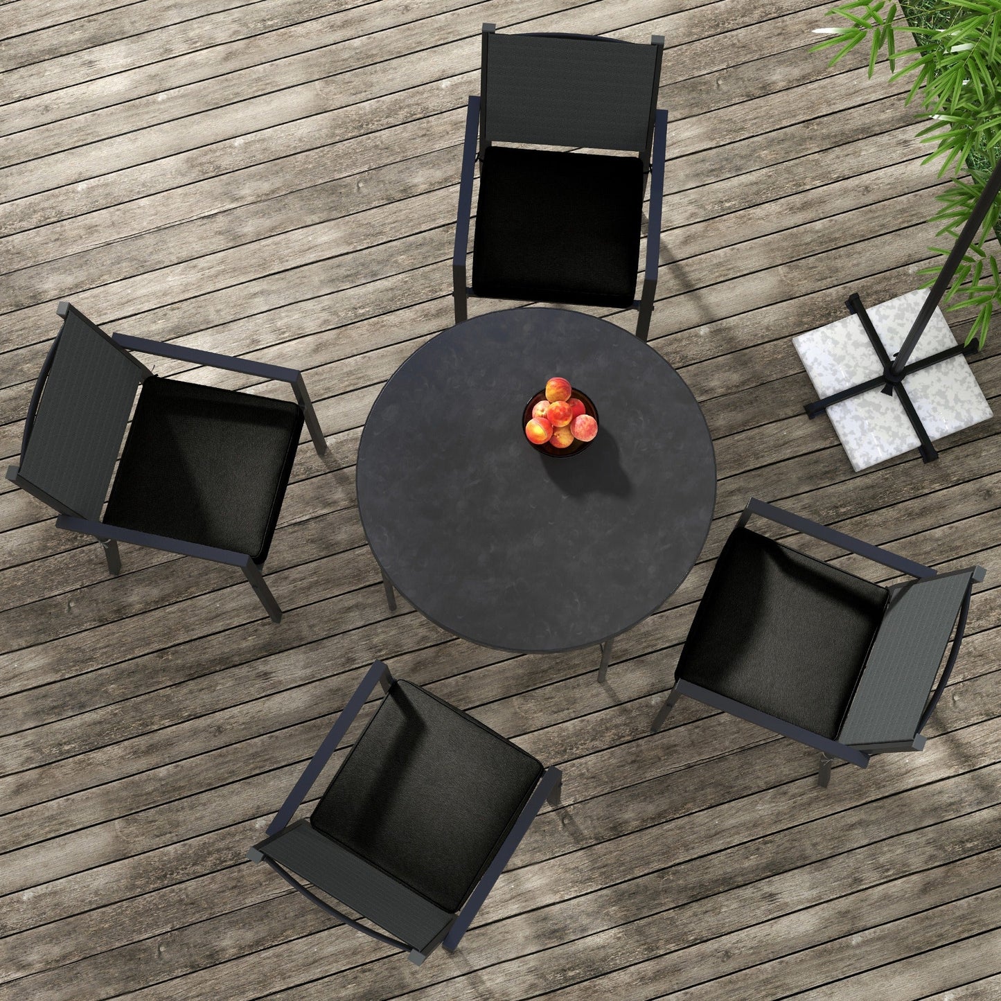 Set of 4 Outdoor Seat Cushions with Ties, Water Repellent Seat Pads for Garden Patio Kitchen Office Chairs, Black