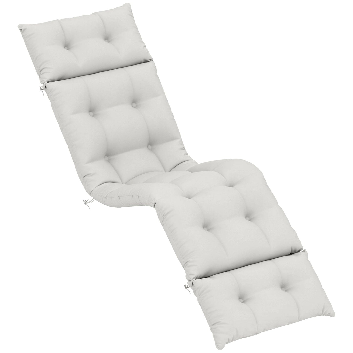Sun Lounger Cushions Only, 190x56x10cm Garden Lounge Chair Cushions, UPF20+ 220gsm Fabric, Thick Sunbed Replacement Pads with 6 Ties, Light Grey