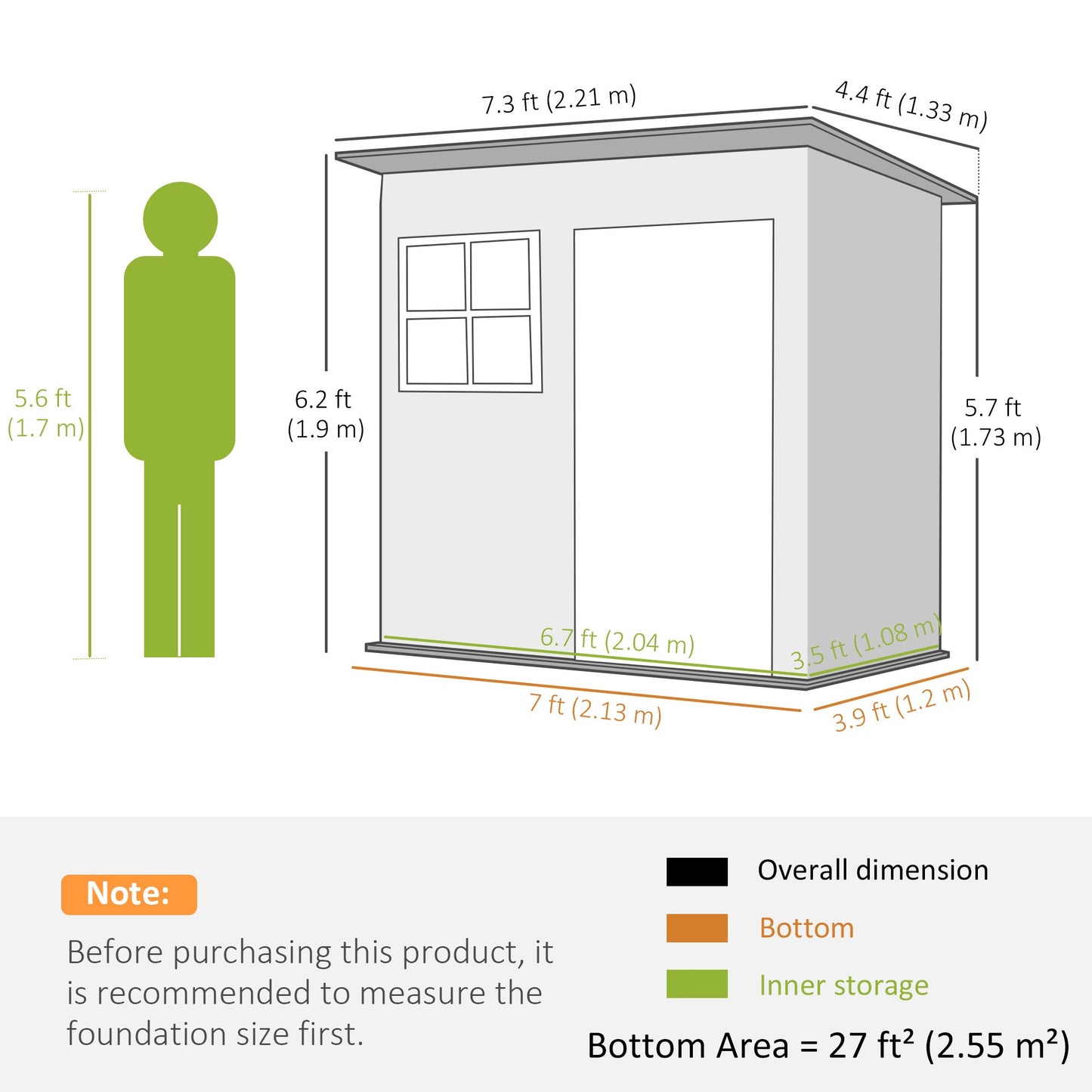 7 x 4ft Storage Shed Galvanised Steel Garden Shed, Metal Shed with Foundation Kit, Window, Lockable Wide Door and Air Vents for Outdoor Patio, Dark Grey