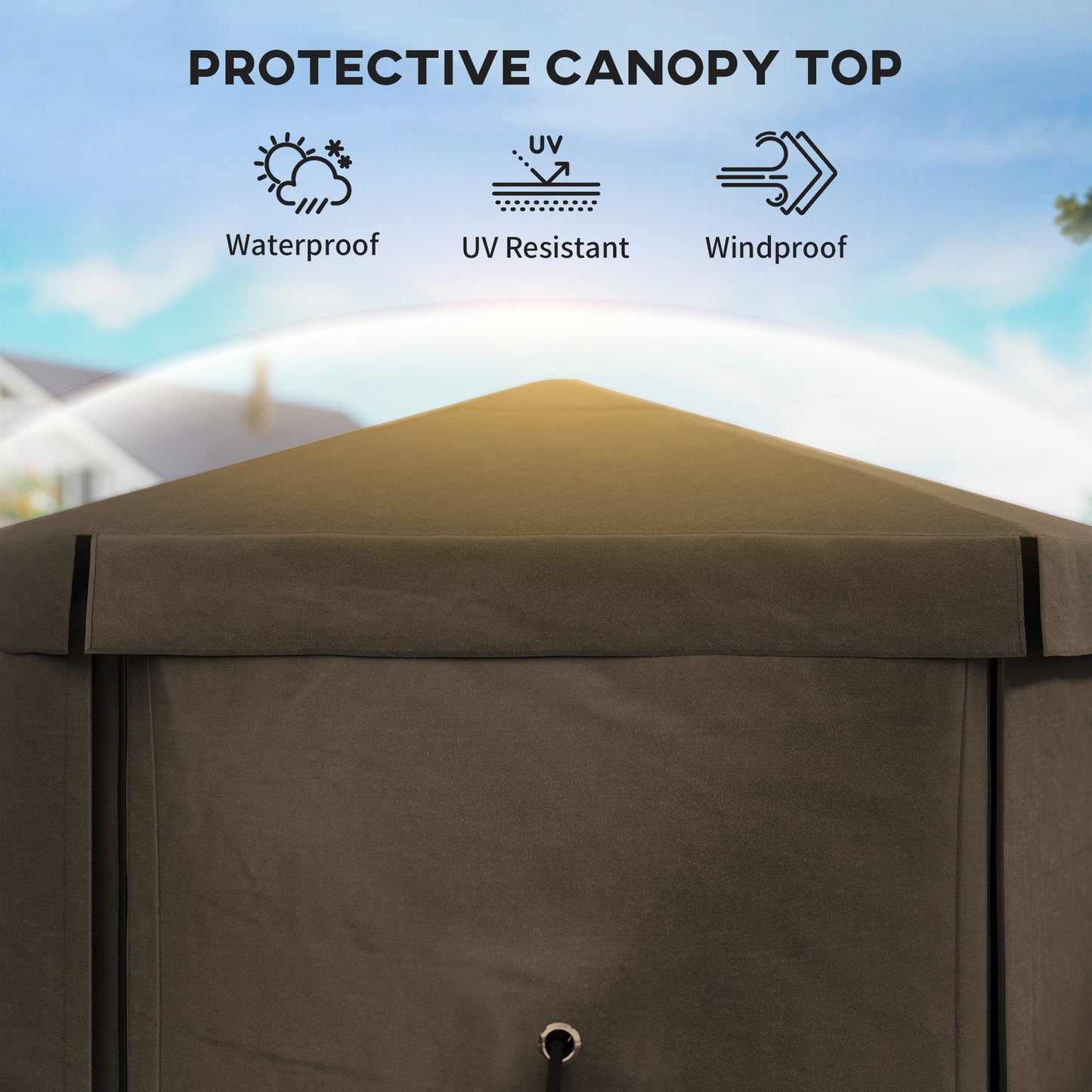 3 x 3(m) Hexagon Pop Up Gazebo with 5 Sides and Carry Bag, Waterproof, UV Resistant Party Tent Instant Event Shelter with Netting for Garden, Patio, Brown