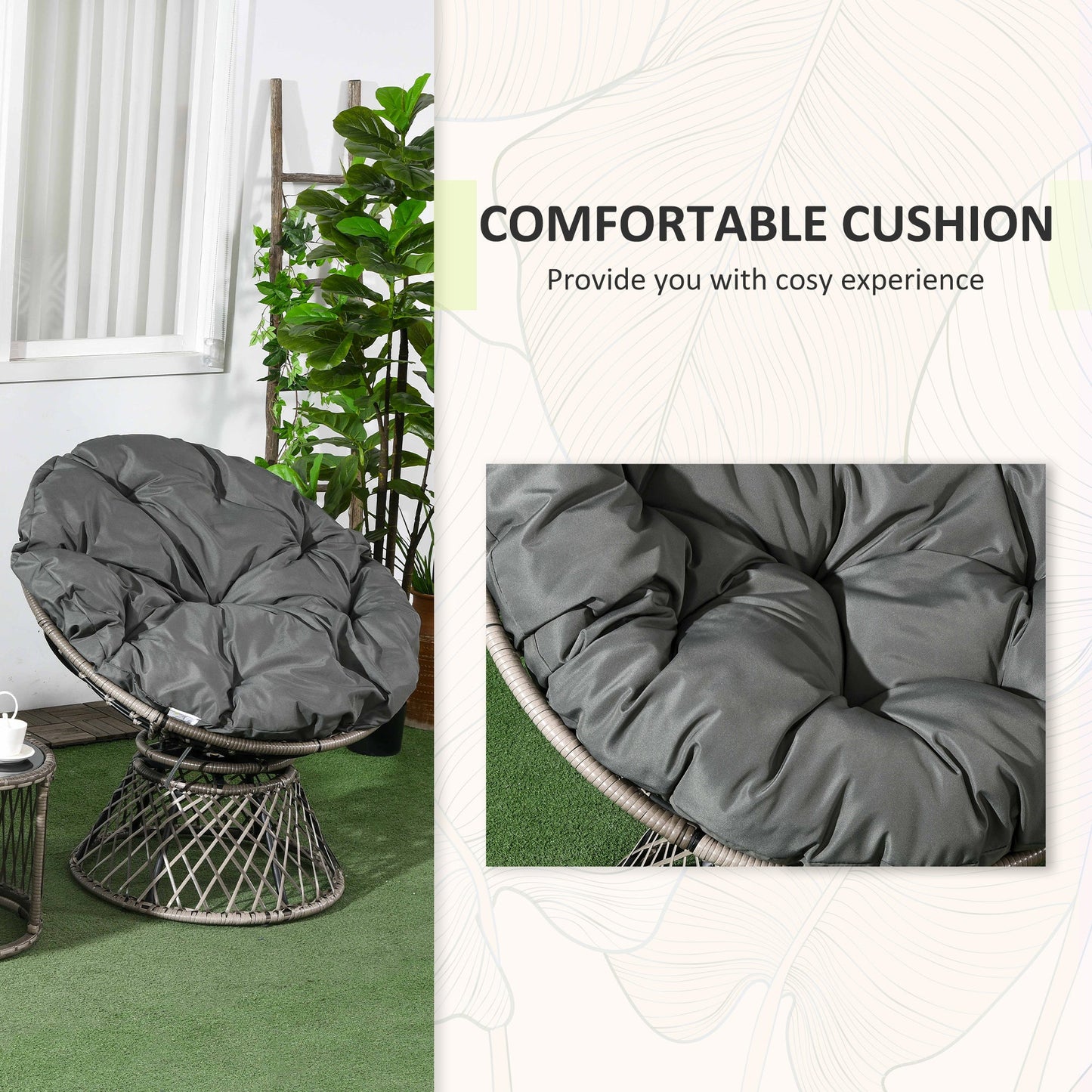 3 Pieces Rattan Bistro Set, Wicker Garden Furniture Set with Swivel Chairs, Glass Top Coffee Table and Thickened Cushions, for Outdoor Patio Balcony