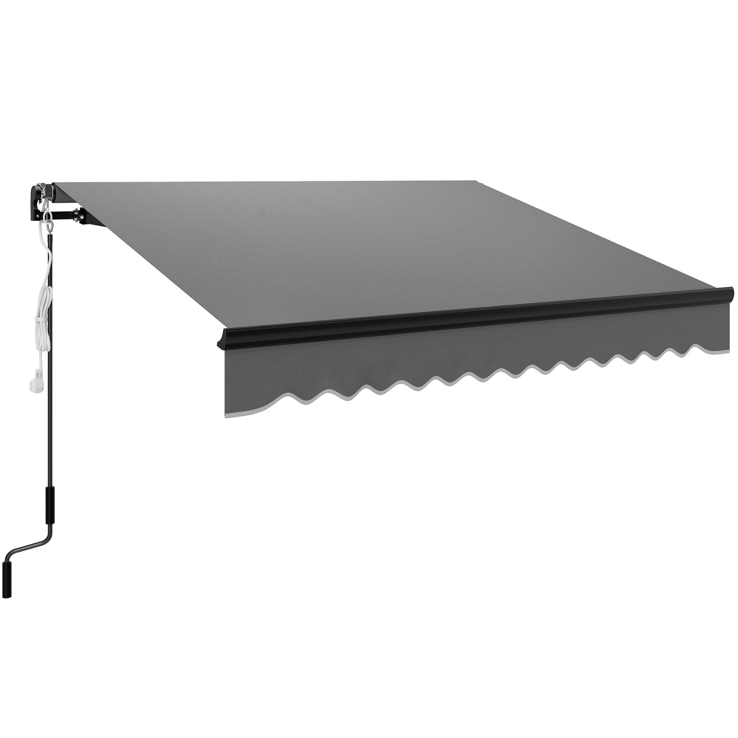 2.5 x 2m Electric Awning with LED Light and Remote Controller, Aluminium Frame DIY Retractable Awning, UV50+ Sun Shade Canopy for Garden Patio Deck Door Window, Dark Grey