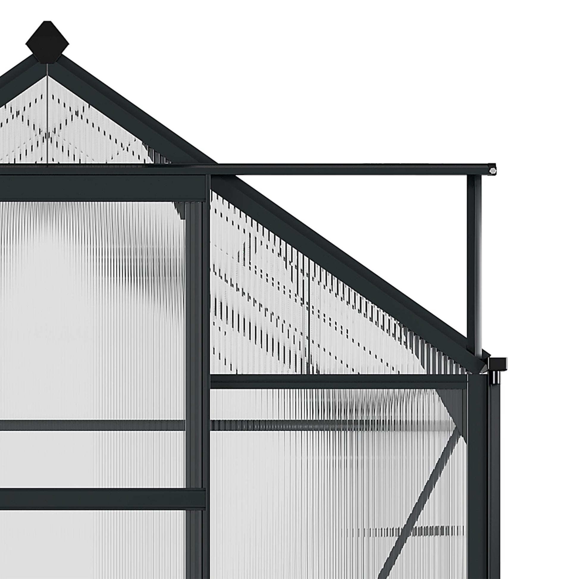 6 x 8ft Polycarbonate Greenhouse, Large Walk-In Green House with Slide Door and Window, Garden Plants Grow House with Aluminium Frame and Foundation, Grey