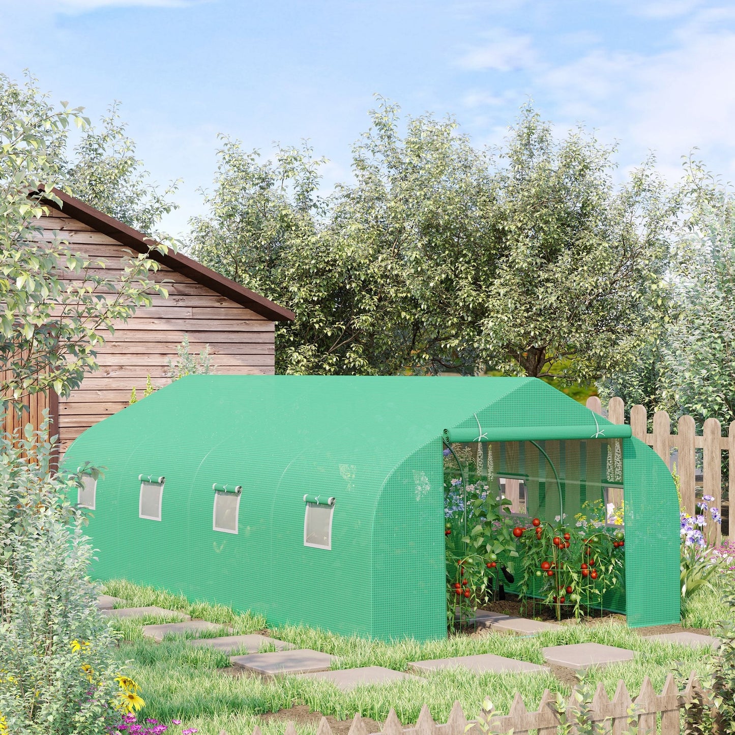 Polytunnel Greenhouse with Windows and Door, Walk in Greenhouse for Garden, Backyard (6 x 3 M)