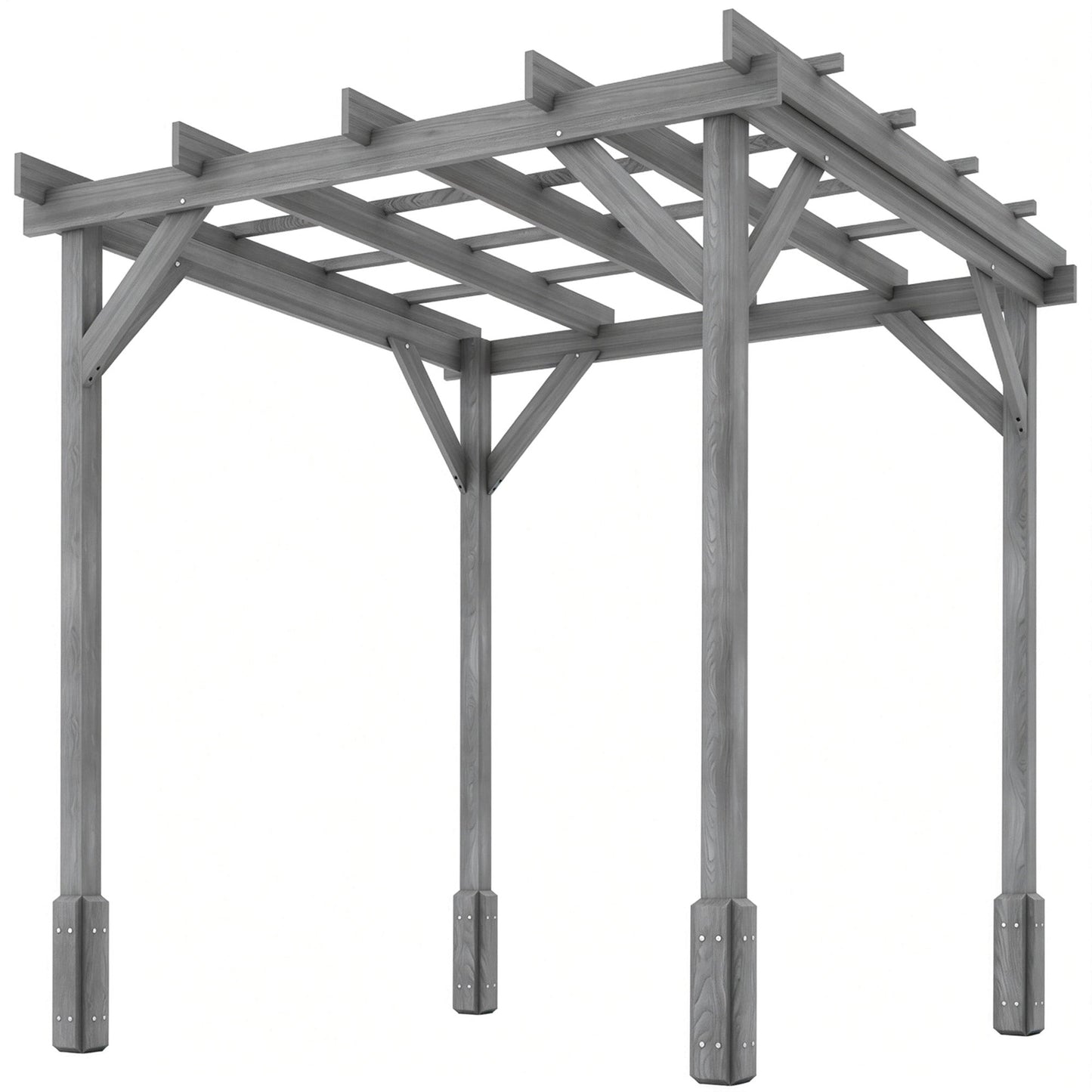 2 x 2m Wooden Pergola Kit, Decorative Garden Gazebo Shelter with Stable Structure for Climbing Vines, Flowers, Grey