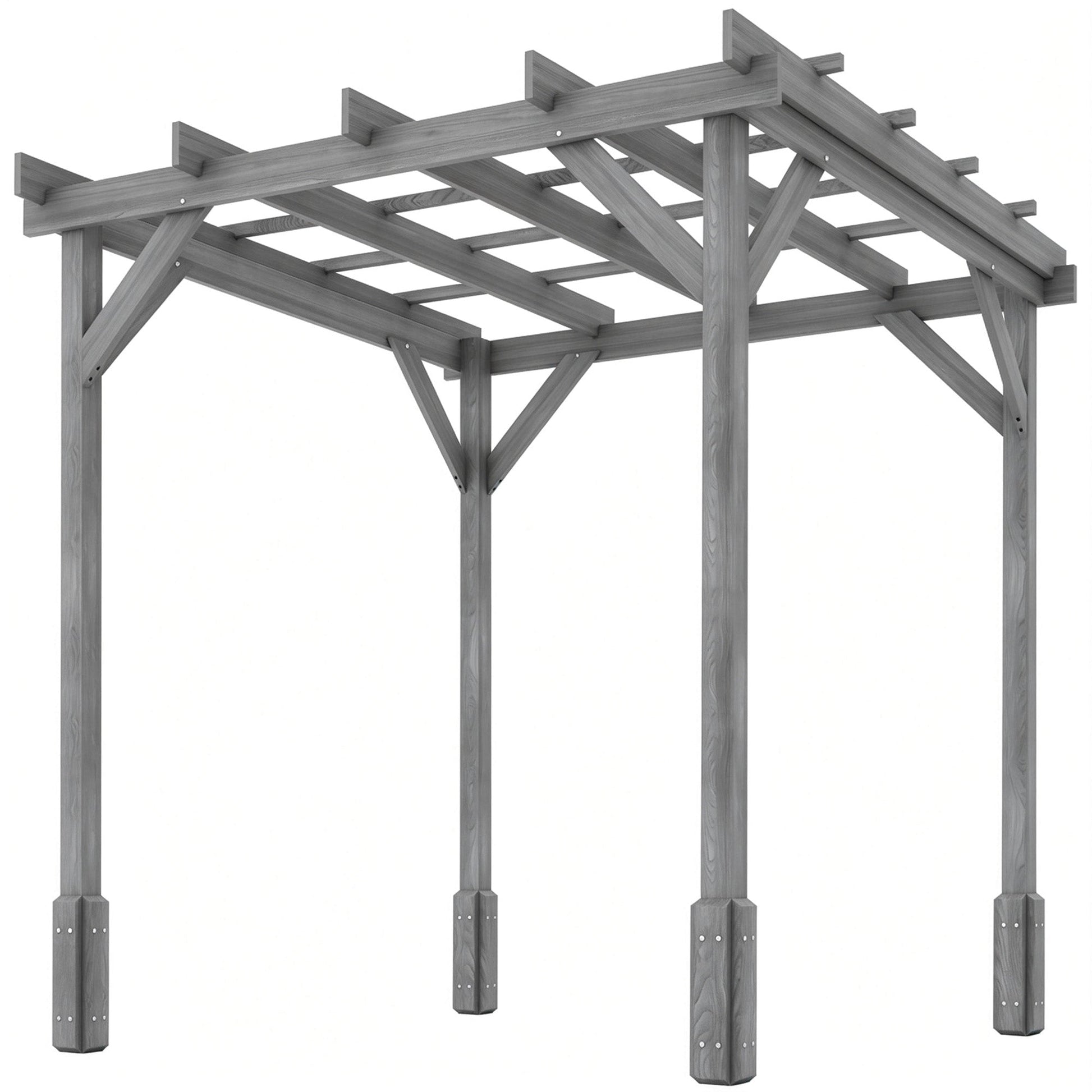 2 x 2m Wooden Pergola Kit, Decorative Garden Gazebo Shelter with Stable Structure for Climbing Vines, Flowers, Grey
