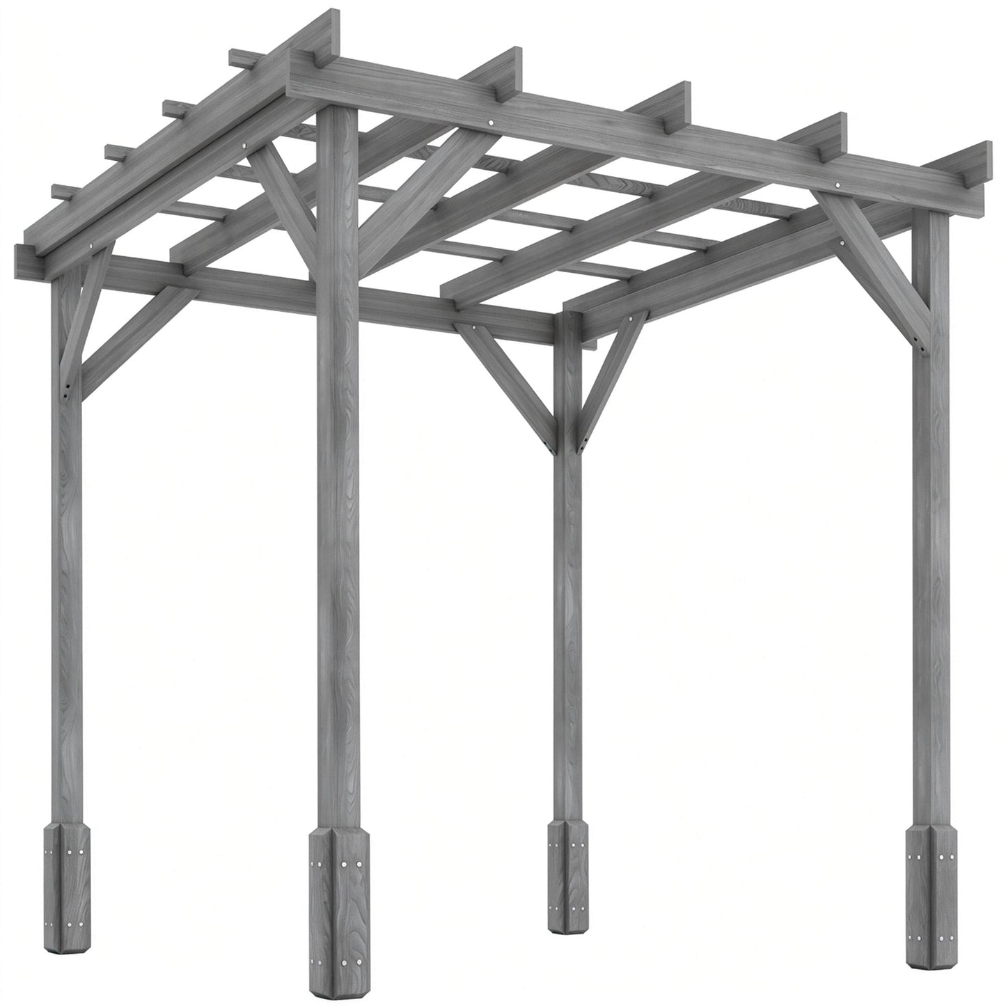2 x 2m Wooden Pergola Kit, Decorative Garden Gazebo Shelter with Stable Structure for Climbing Vines, Flowers, Grey
