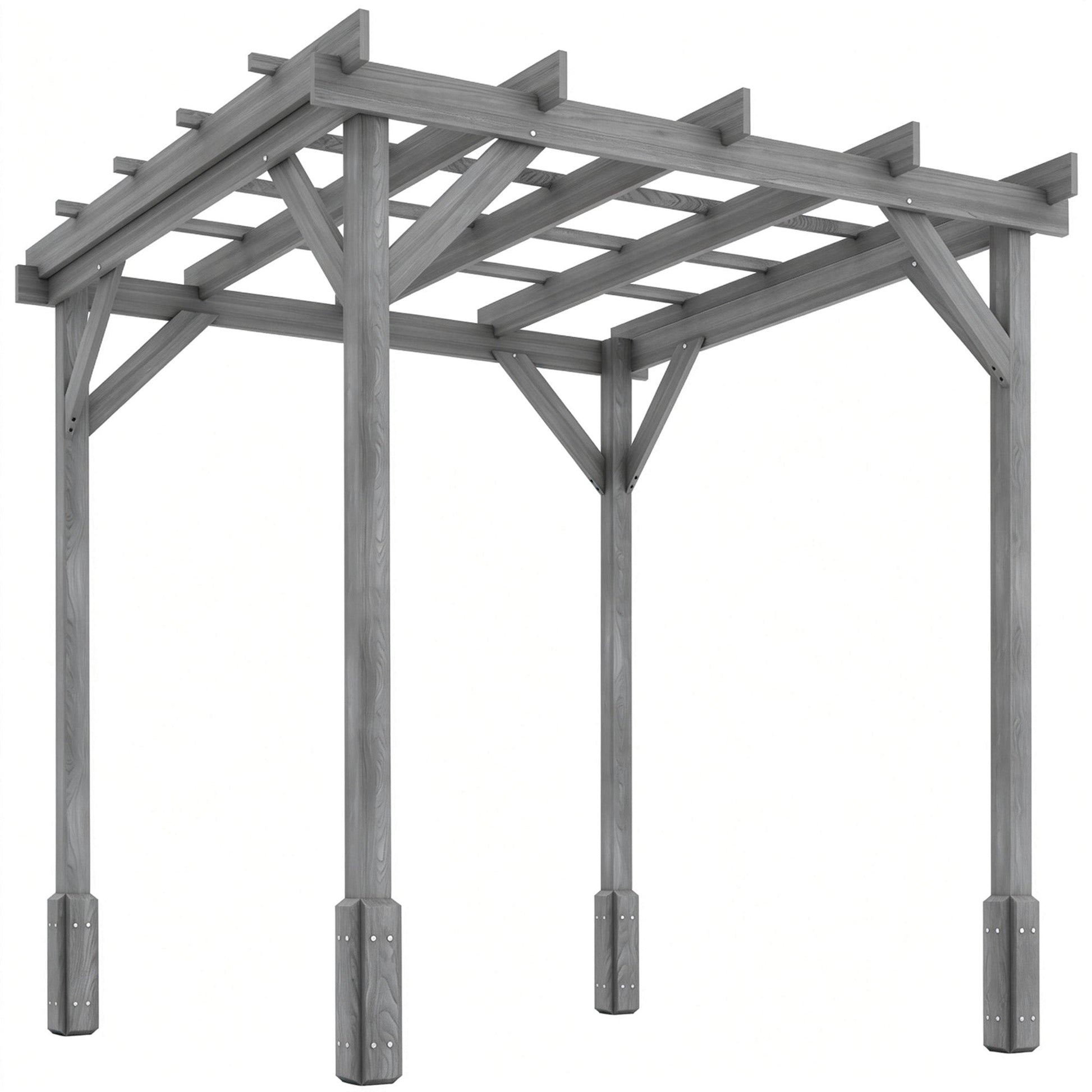 2 x 2m Wooden Pergola Kit, Decorative Garden Gazebo Shelter with Stable Structure for Climbing Vines, Flowers, Grey