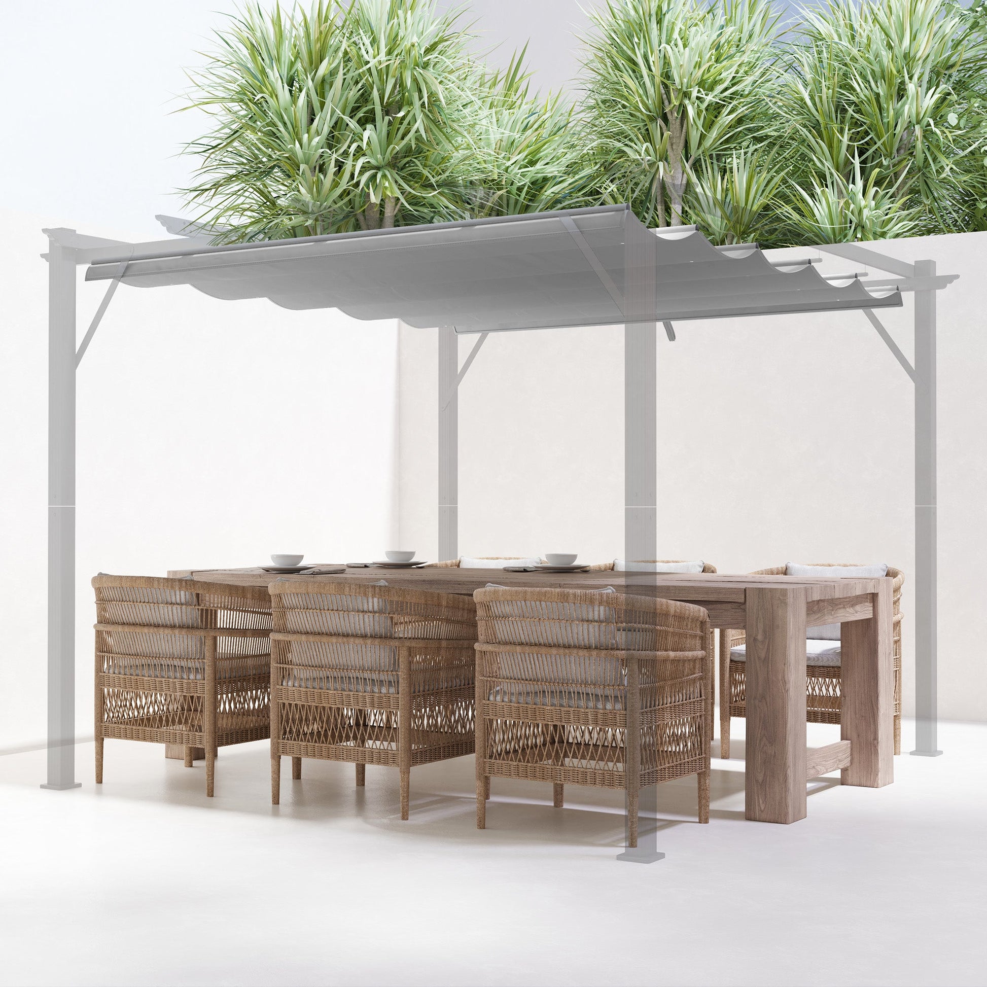 Retractable Pergola Shade Cover, Replacement Canopy Fabric for 3 x 3 (m) Pergola, Gazebo Retractable Roof, Light Grey