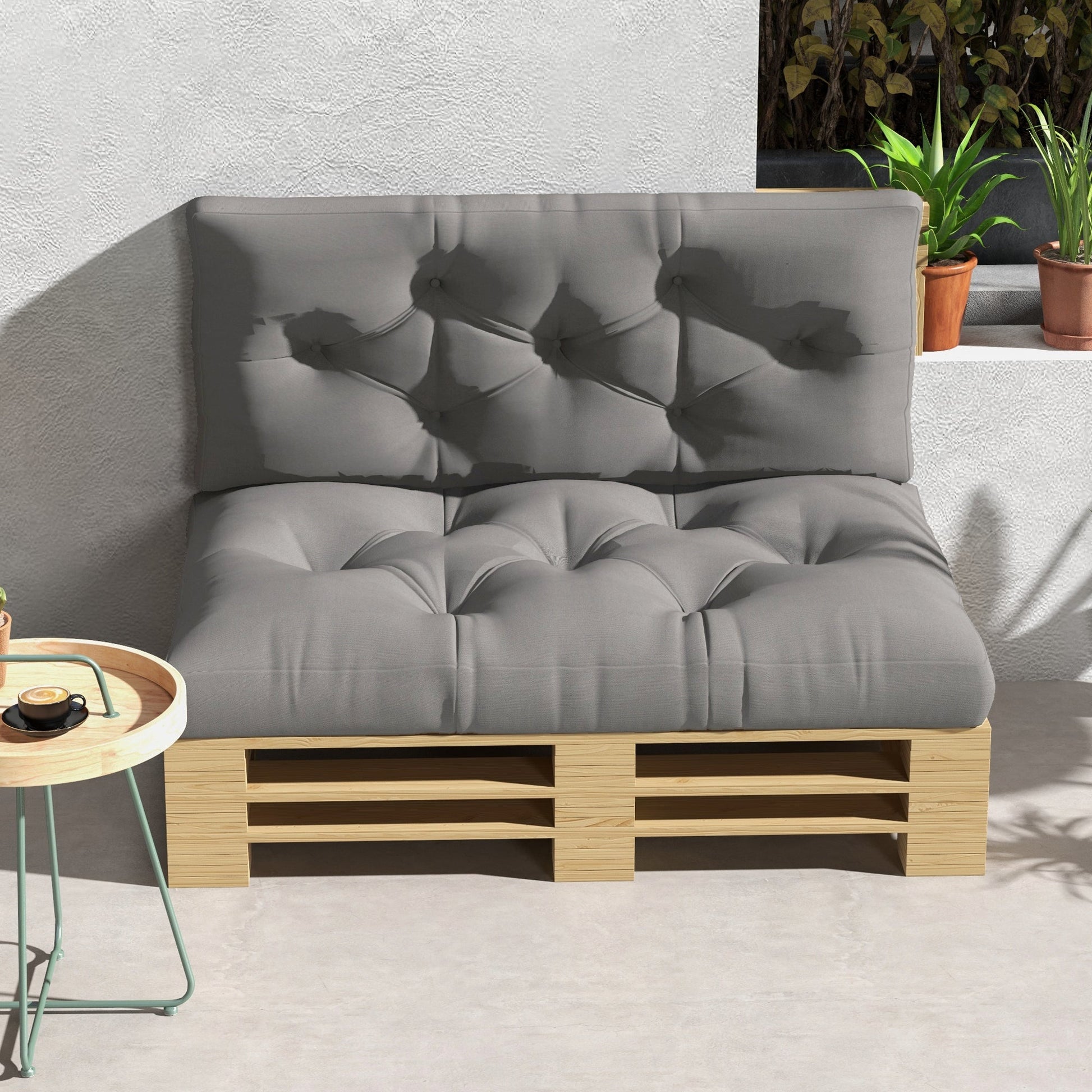 2 Seater Outdoor Seat Cushions Back Cushion for Pallet, Water Repellent Seat Pads, Light Grey