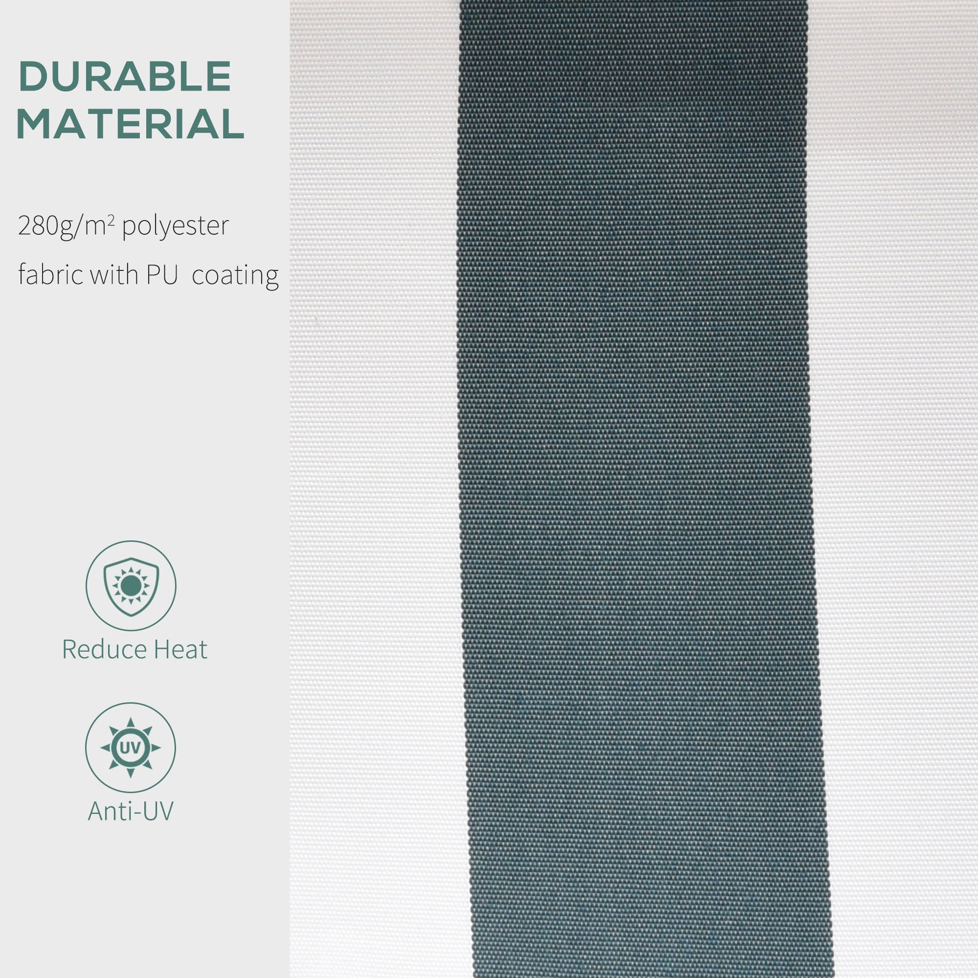 2.5m x 2m Garden Patio Manual Awning Canopy Sun Shade Shelter Retractable with Winding Handle Green White
