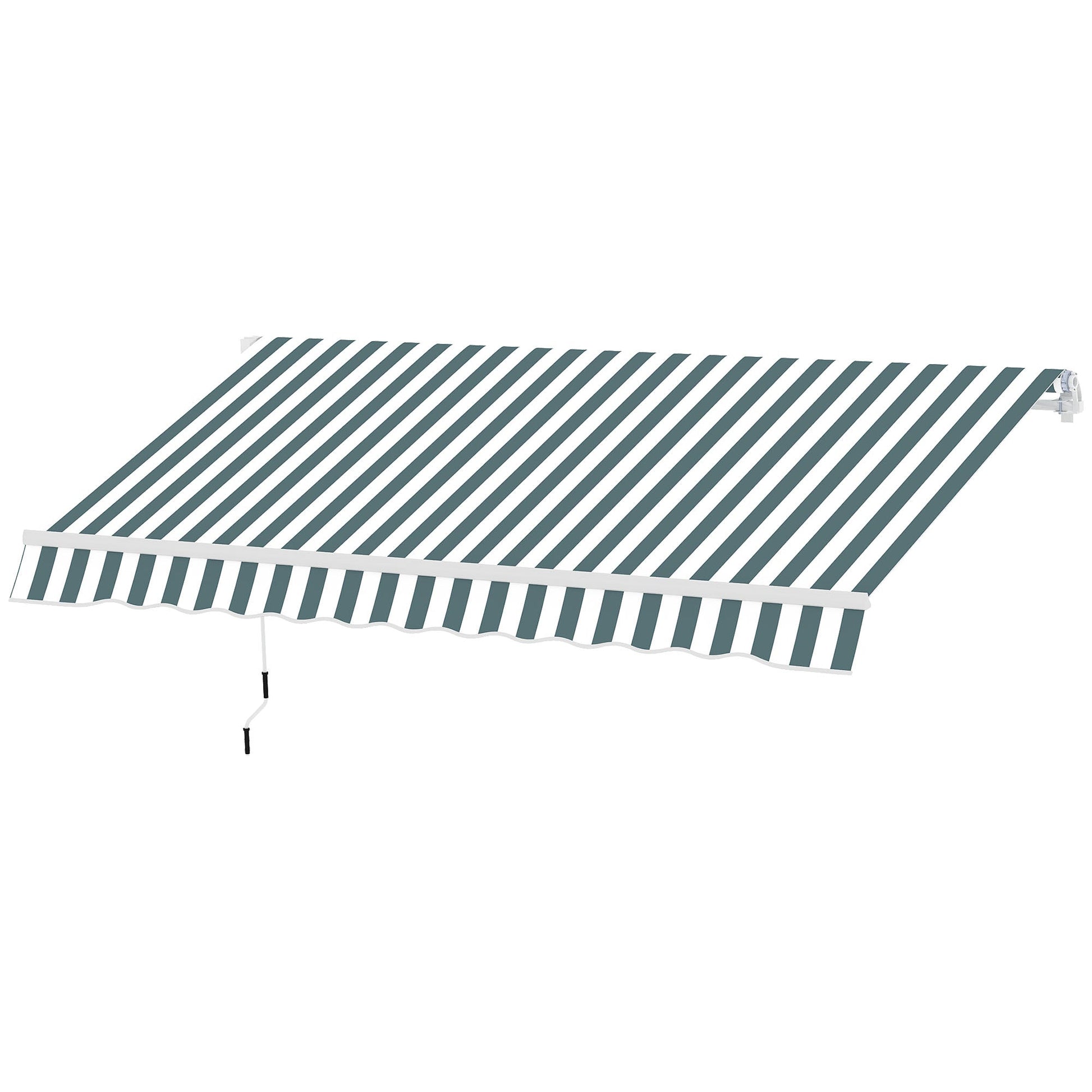 2.5m x 2m Garden Patio Manual Awning Canopy Sun Shade Shelter Retractable with Winding Handle Green White