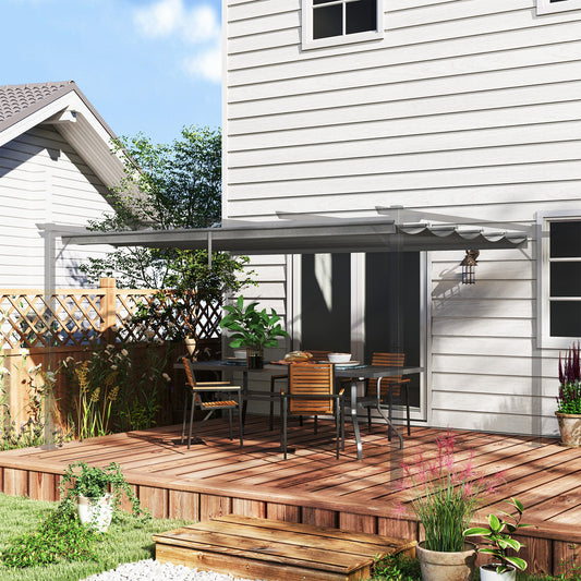 Retractable Pergola Shade Cover, Replacement Canopy Fabric for 4 x 3 (m) Pergola, Gazebo Retractable Roof, Light Grey