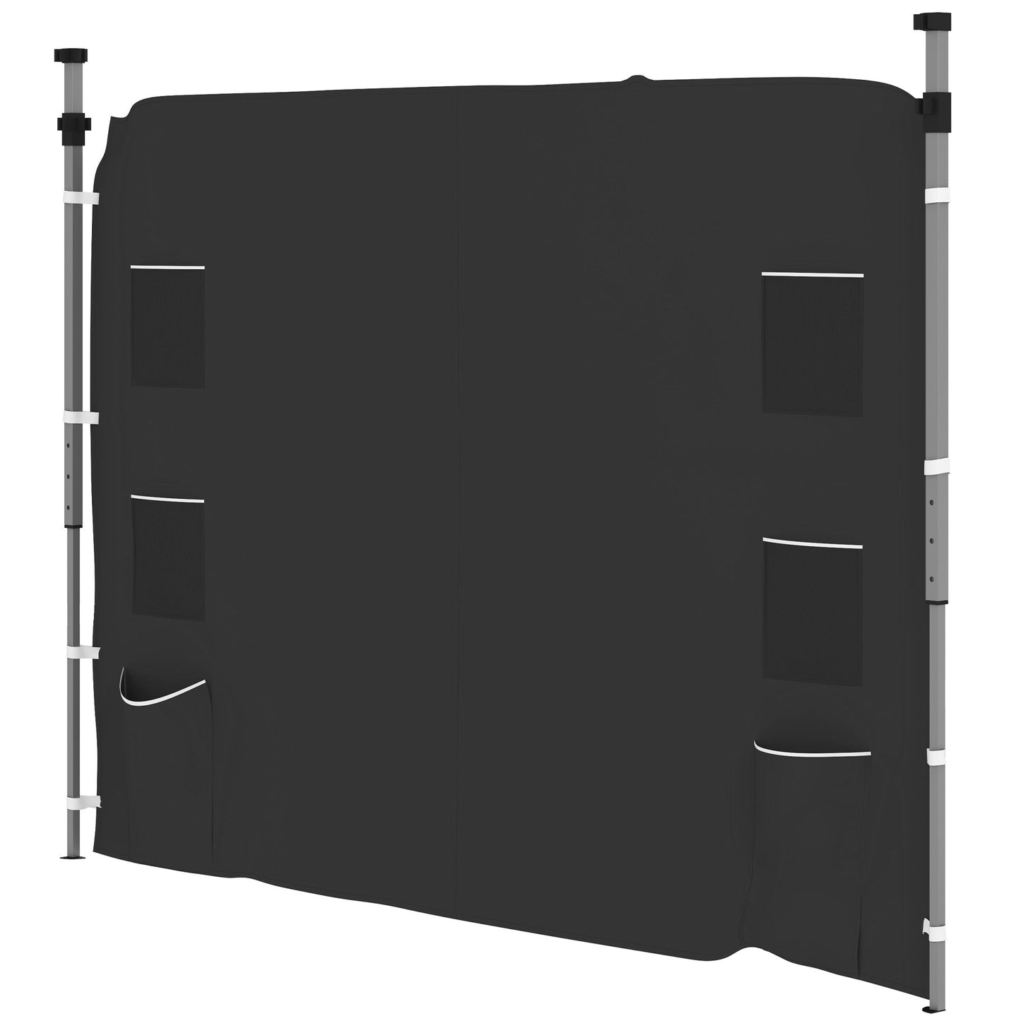 Gazebo Side Panel, Canopy Sidewall Panel with 4 Mesh Bags and 2 Storage Pockets for 3 x 3 m Straight Leg Pop Up Gazebos, 1 Pack Sidewall Only, Black