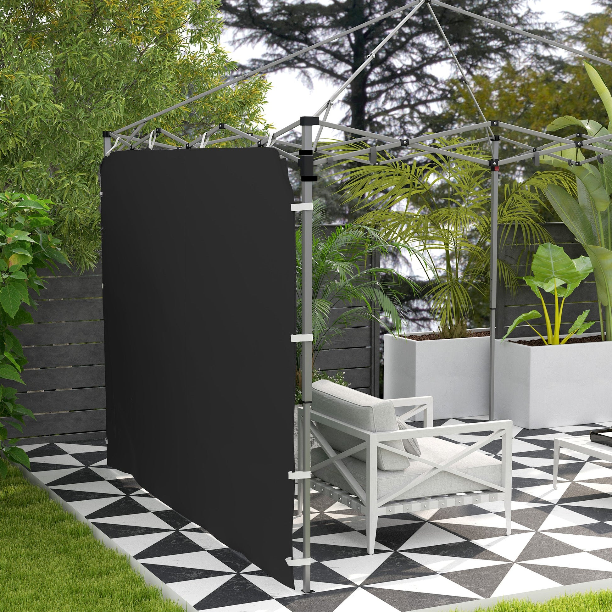Gazebo Side Panel, Canopy Sidewall Panel with 4 Mesh Bags and 2 Storage Pockets for 3 x 3 m Straight Leg Pop Up Gazebos, 1 Pack Sidewall Only, Black